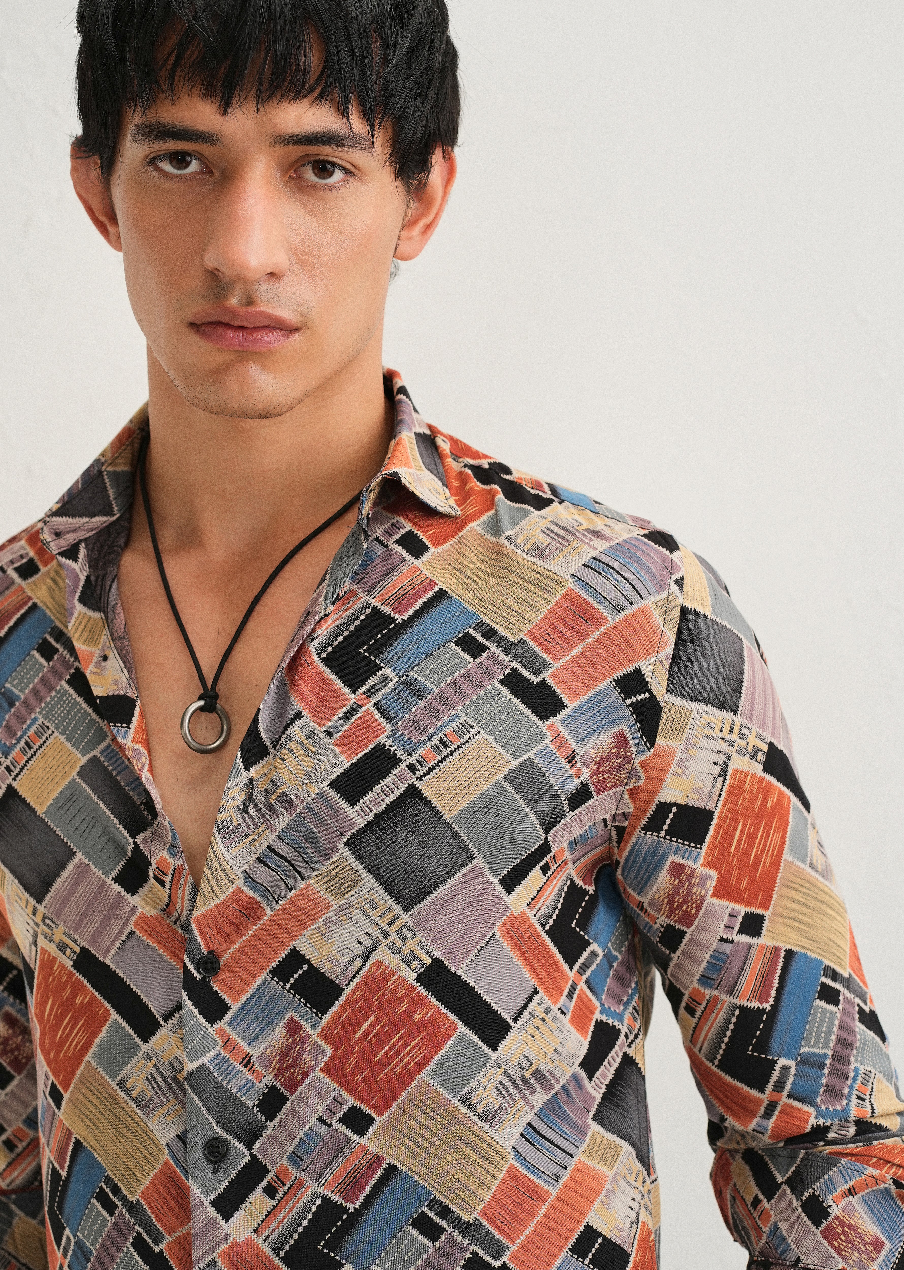 Orange Block Feather Shirt - Image 5