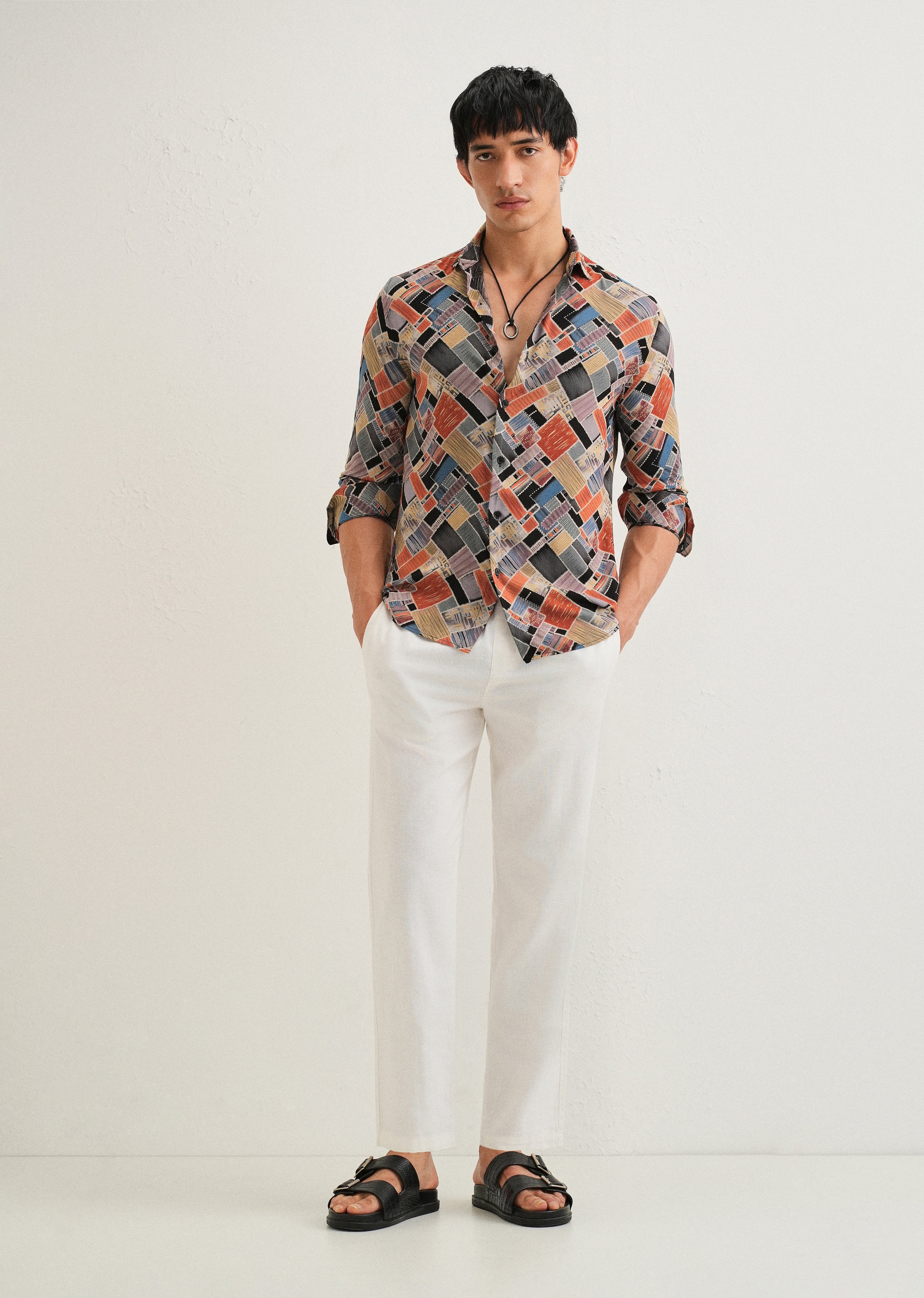 Orange Block Feather Shirt - Image 6