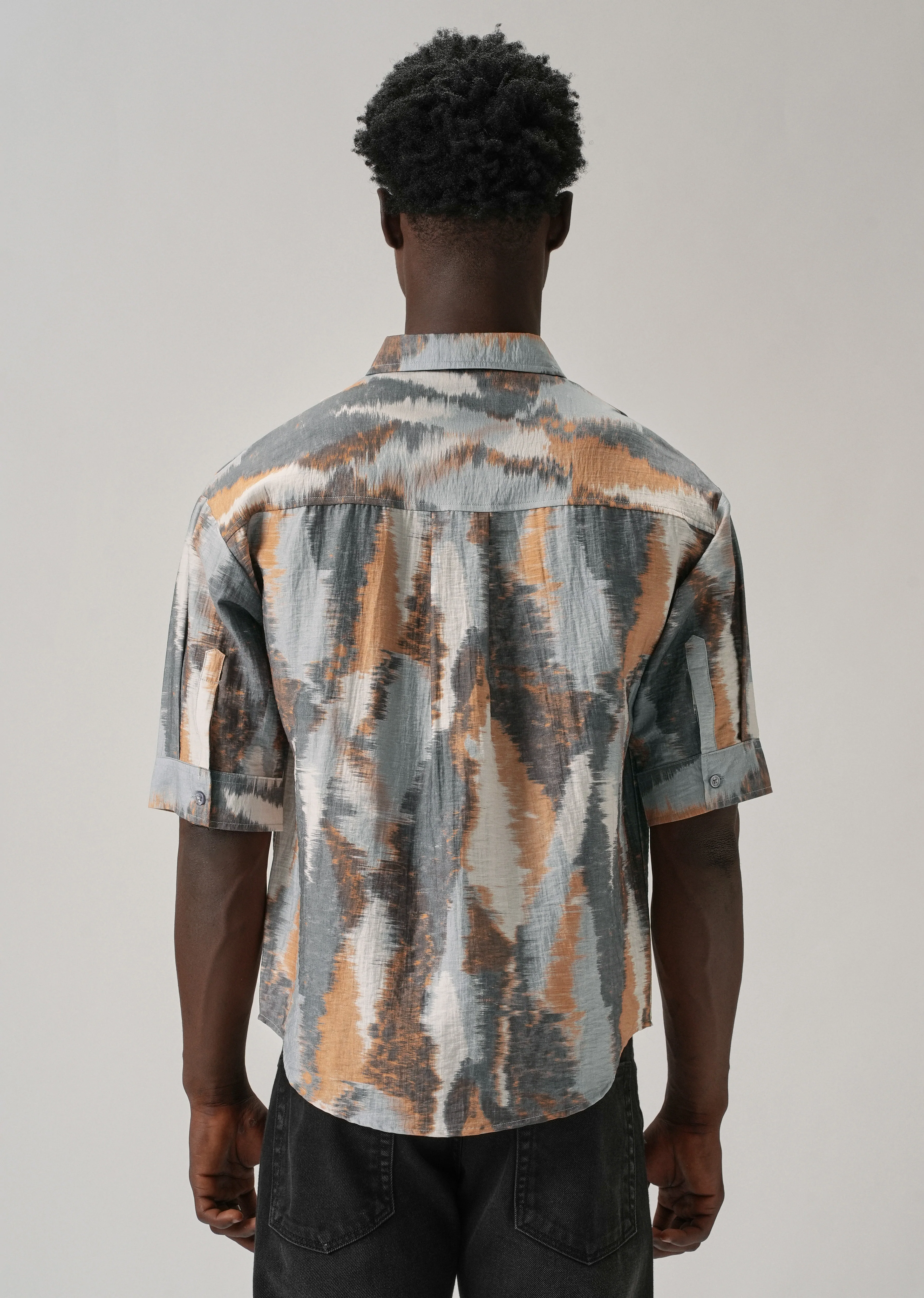 Orange Boxy Fit Abstract Printed Shirt - Image 3