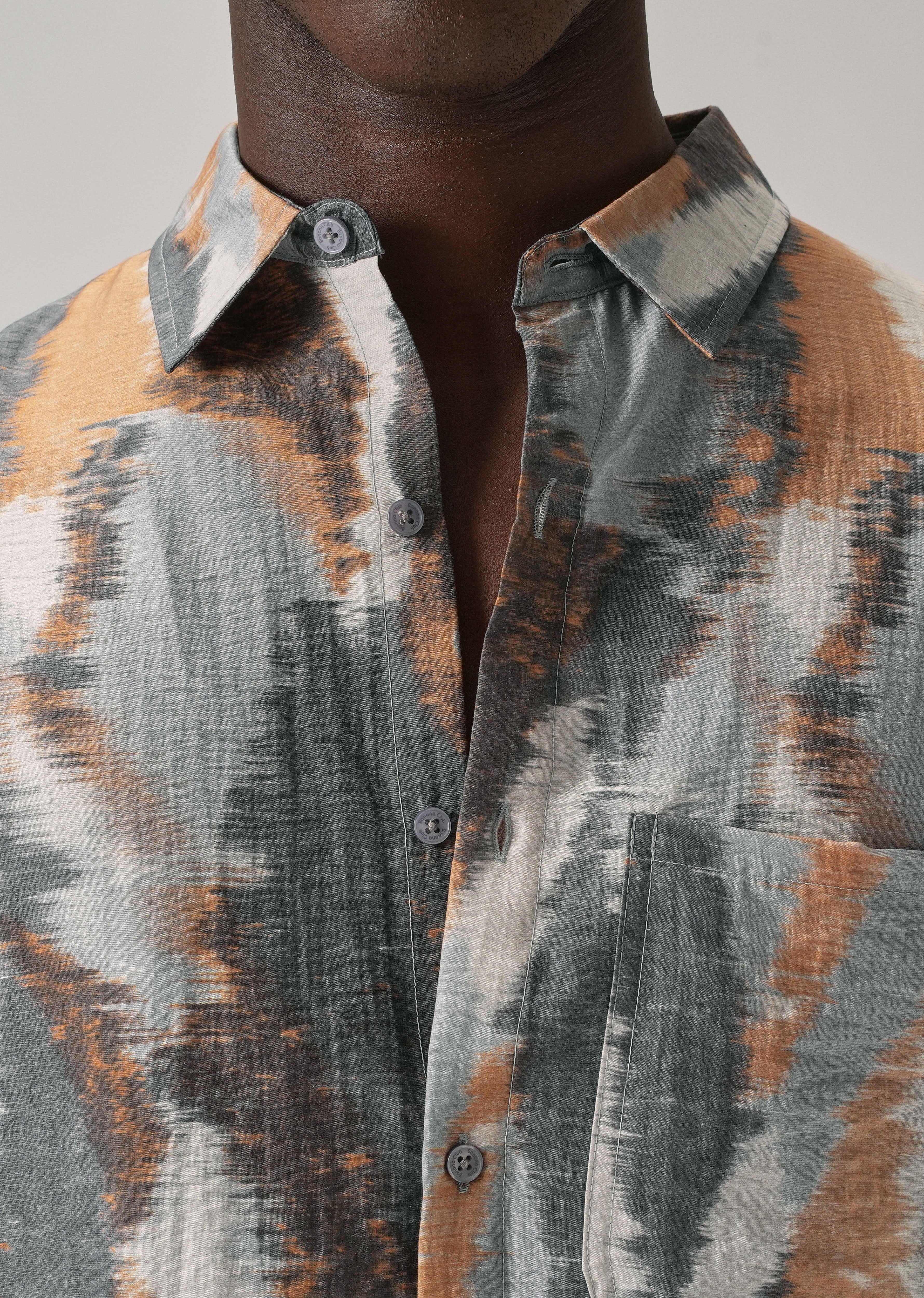 Orange Boxy Fit Abstract Printed Shirt - Image 6
