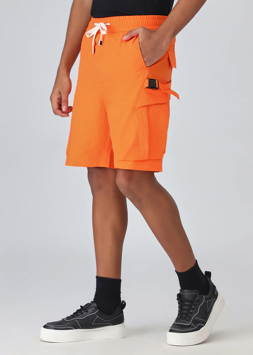 Orange Buckled Cargo Shorts - Image 4