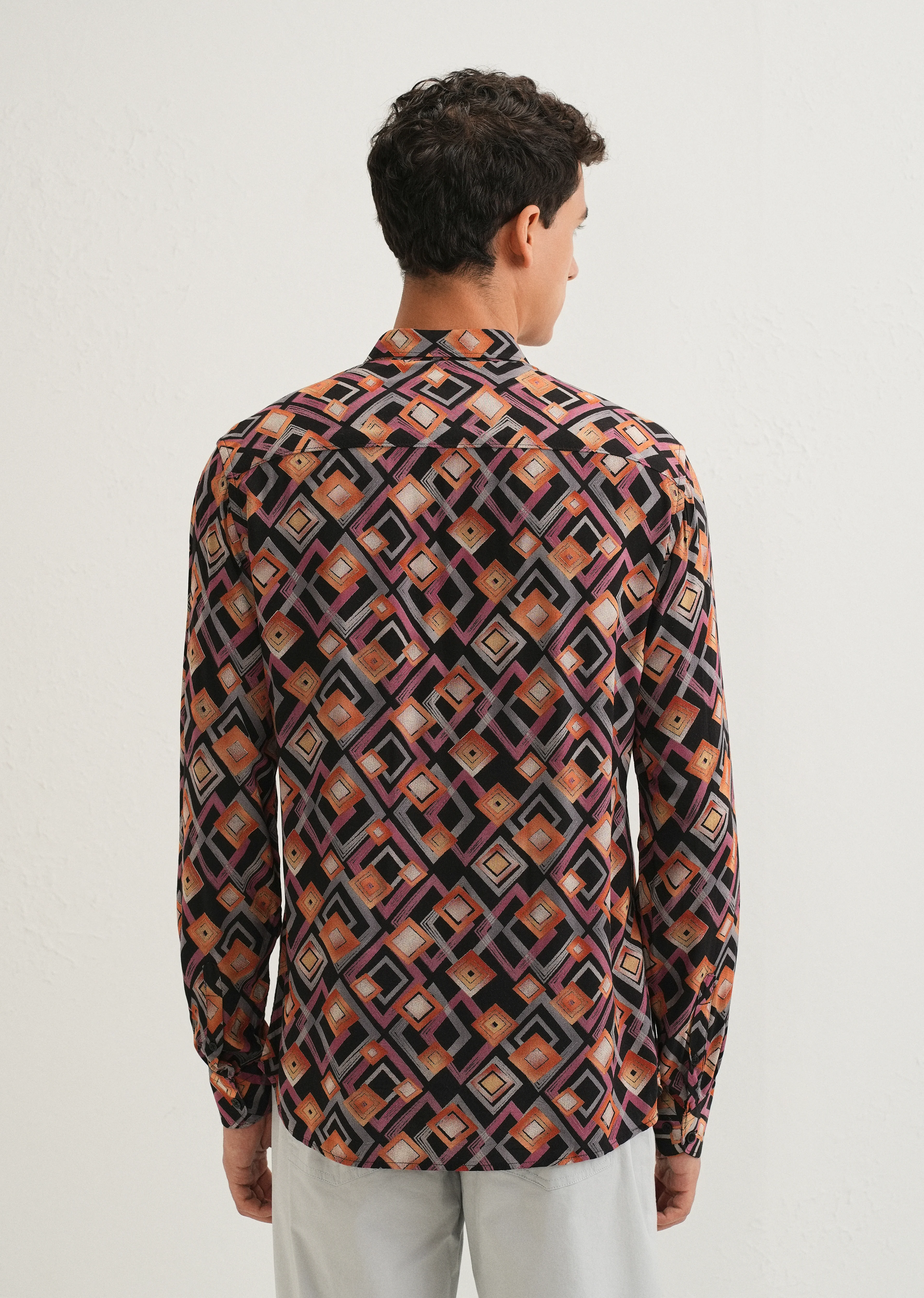 Orange Geometric Feather Shirt - Image 2