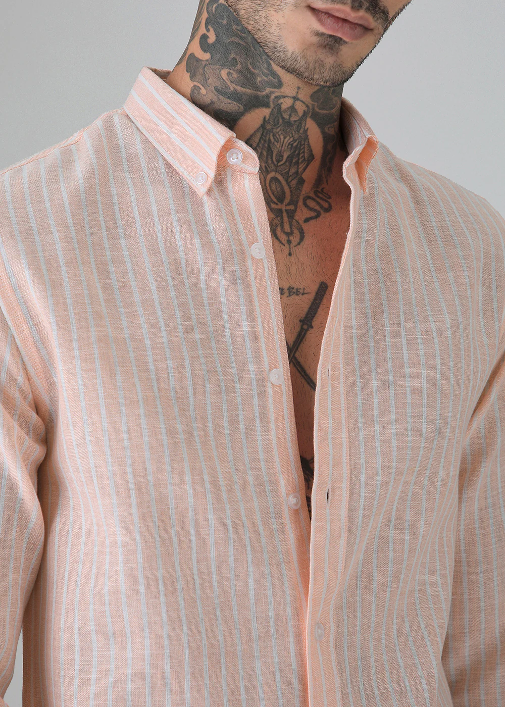 Orange Linen Stripe Shirt - Image 2