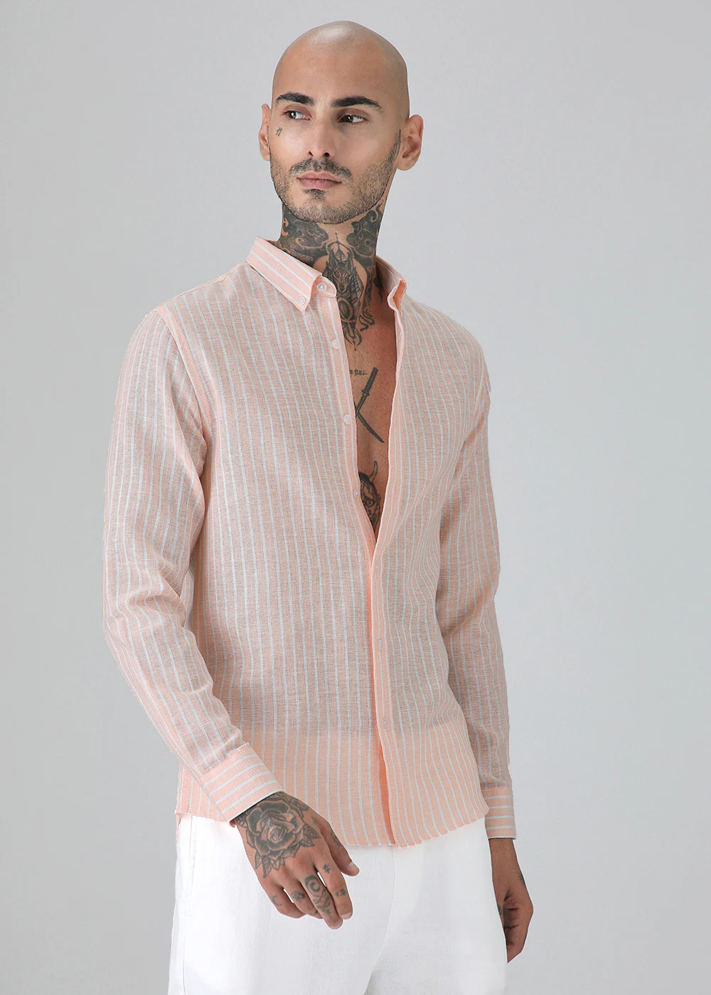 Orange Linen Stripe Shirt - Image 5