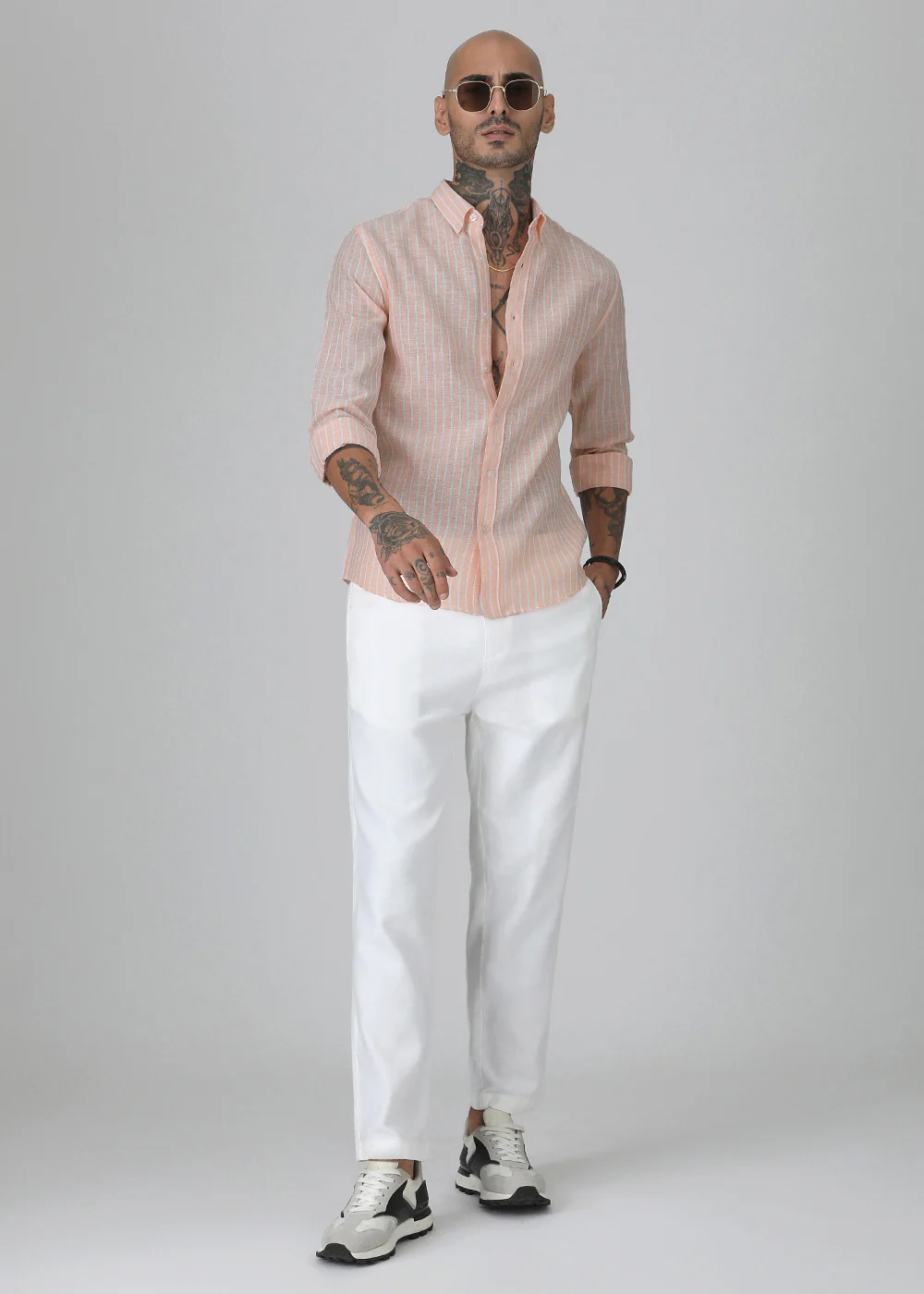 Orange Linen Stripe Shirt - Image 6