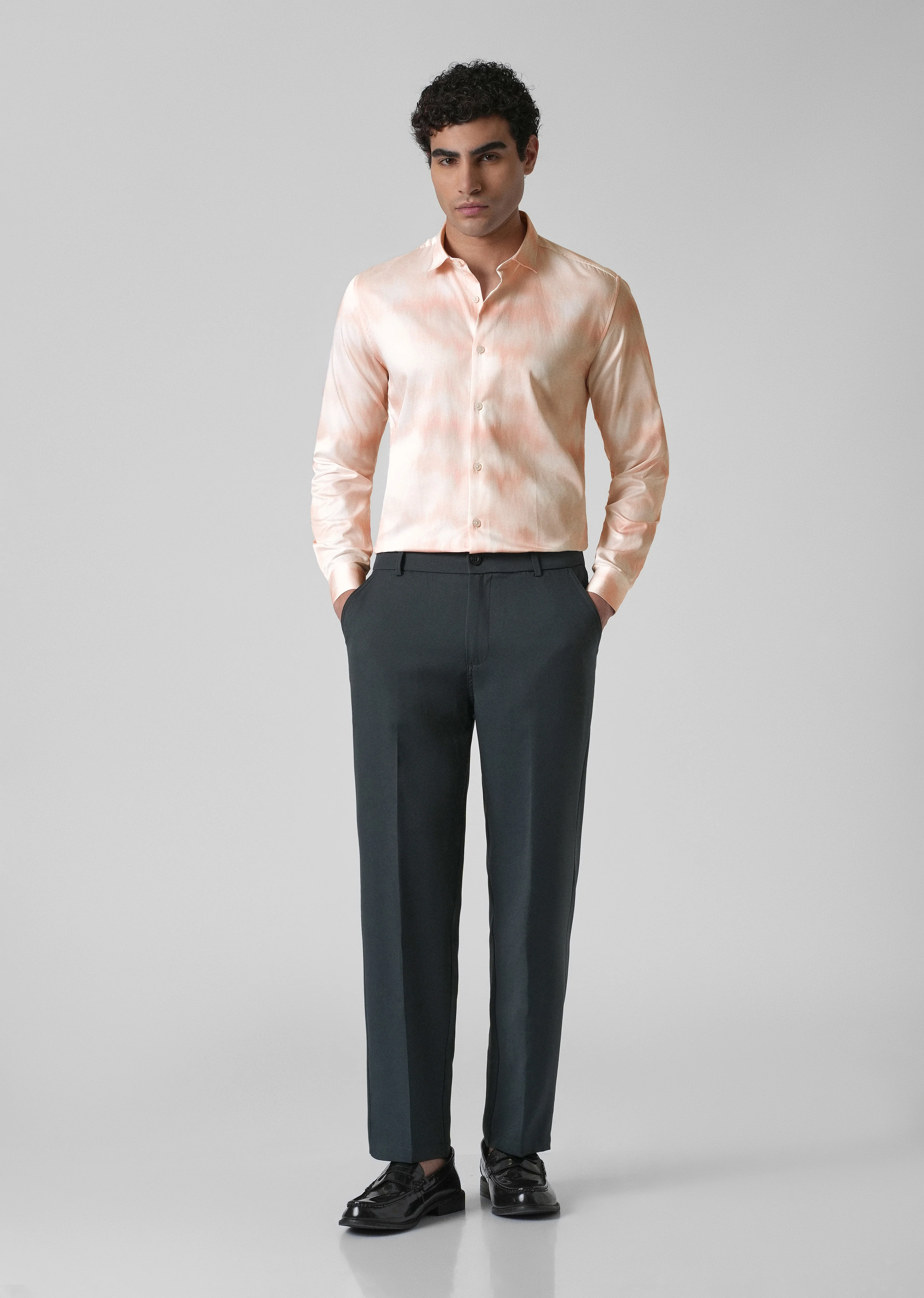 Orange Soft Hued Printed Shirt - Image 7
