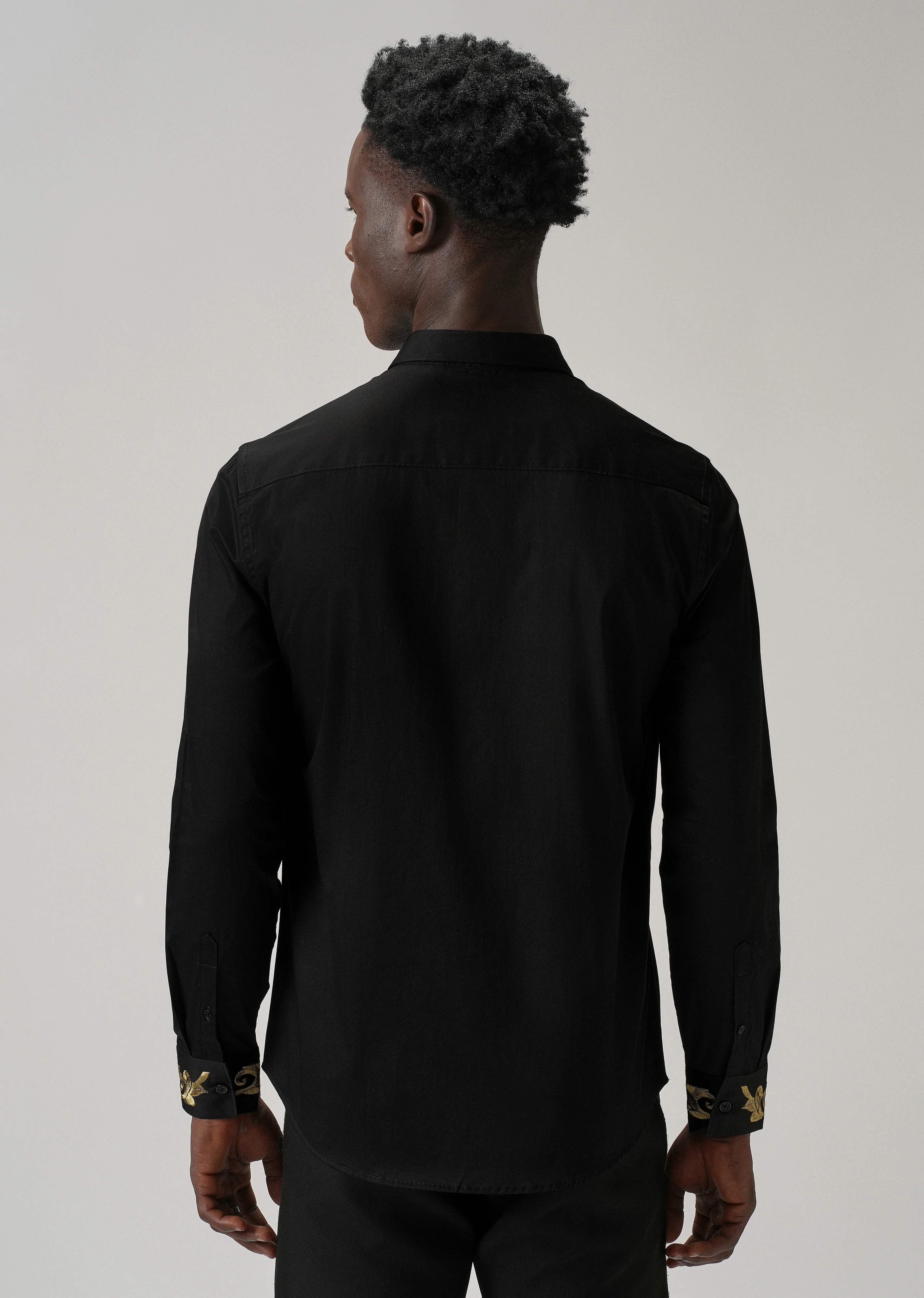 Ornate Embroidered Panel Black Designer Shirt - Image 2