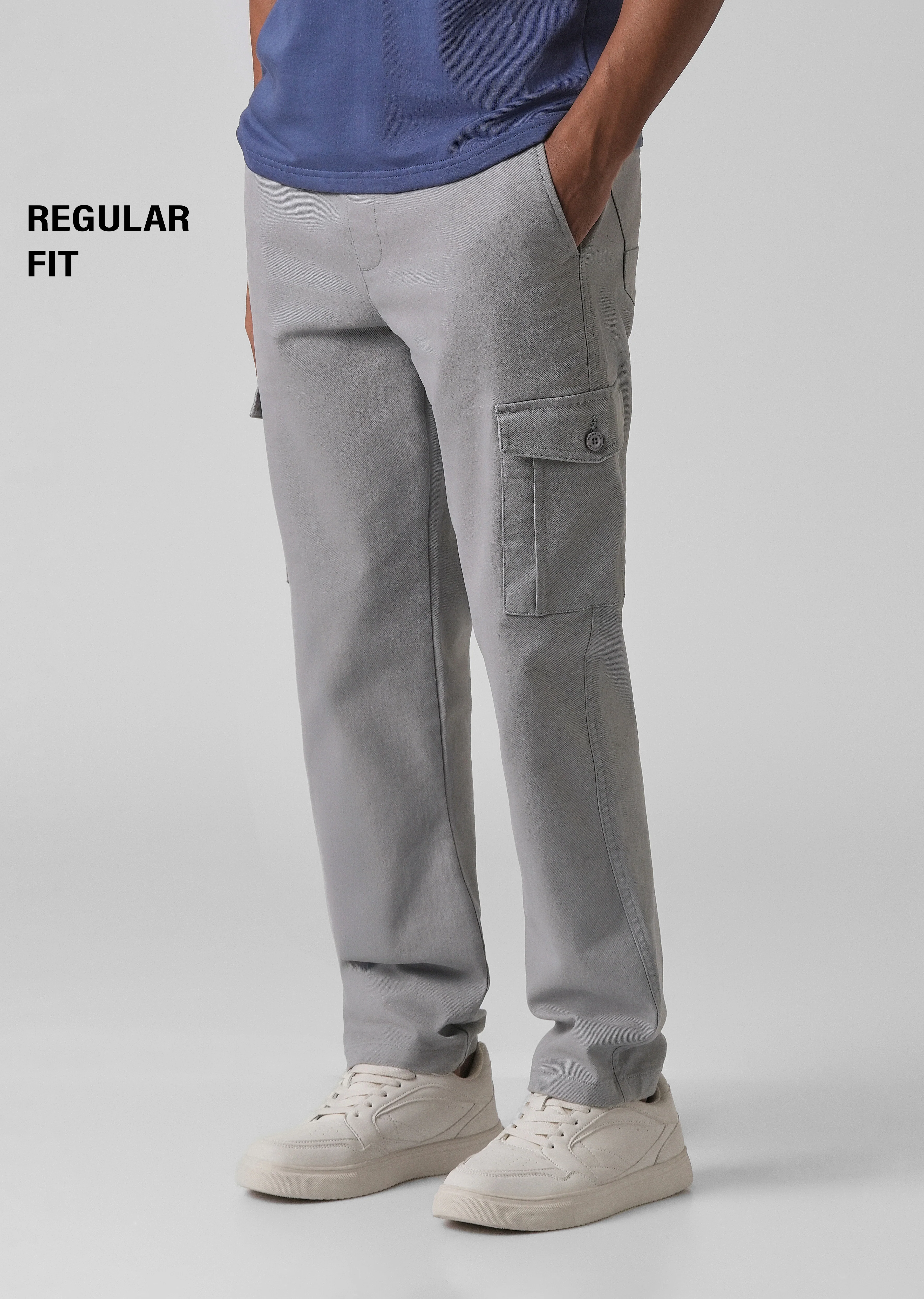 Oslo Grey Regular Fit Cargo Pant - Image 7