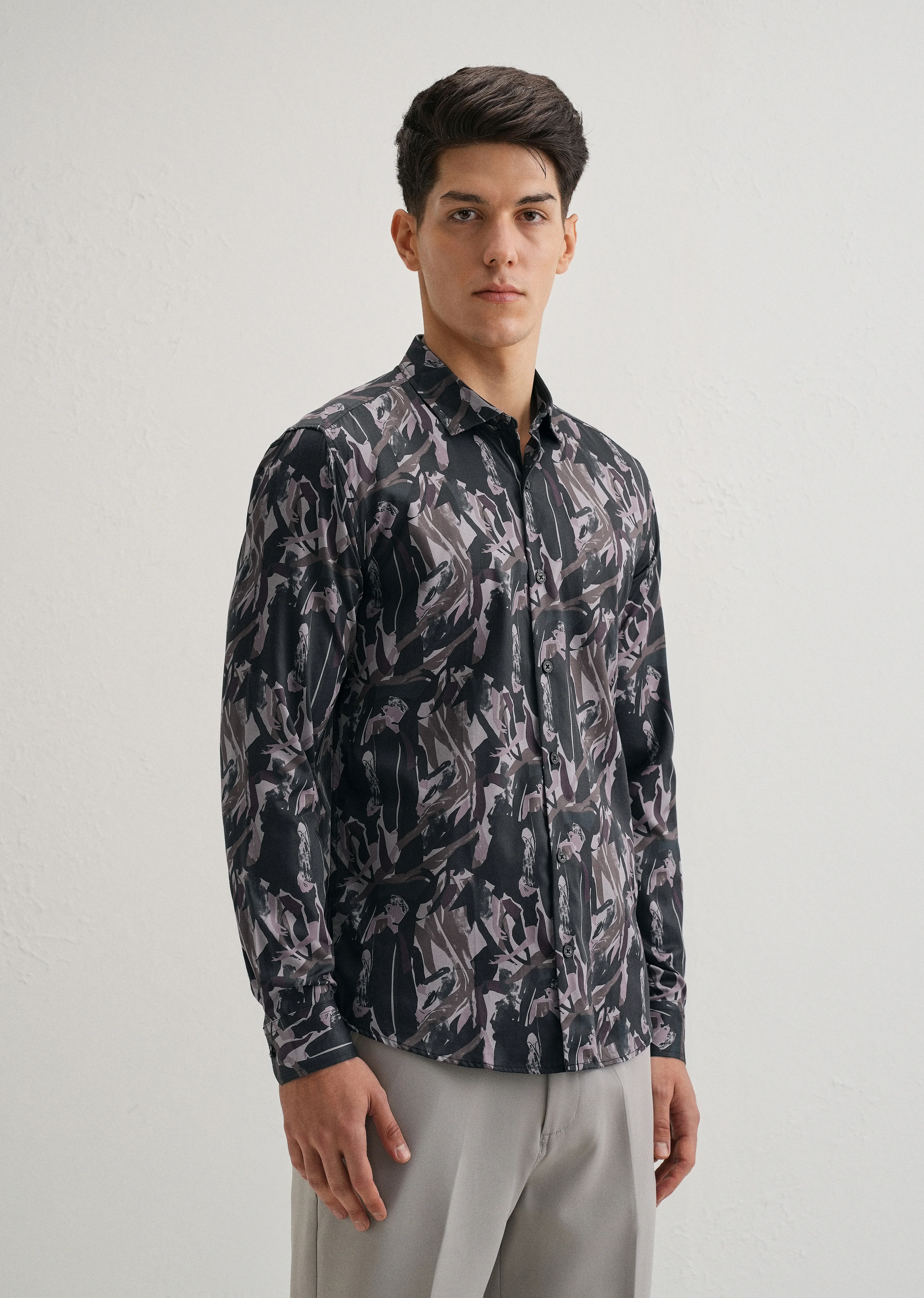 Painterly Brushstrokes Printed Shirt - Image 4