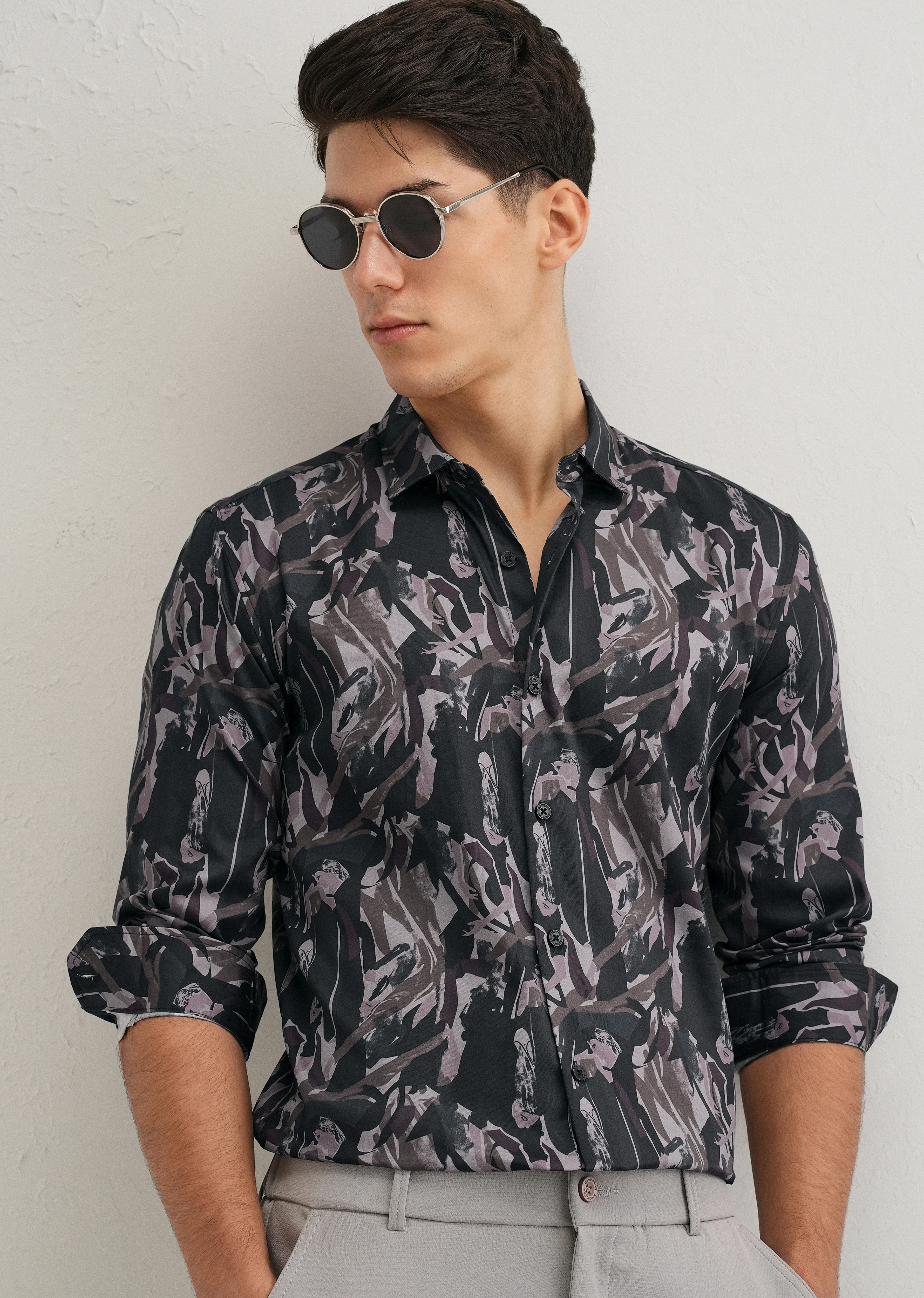 Painterly Brushstrokes Printed Shirt - Image 7