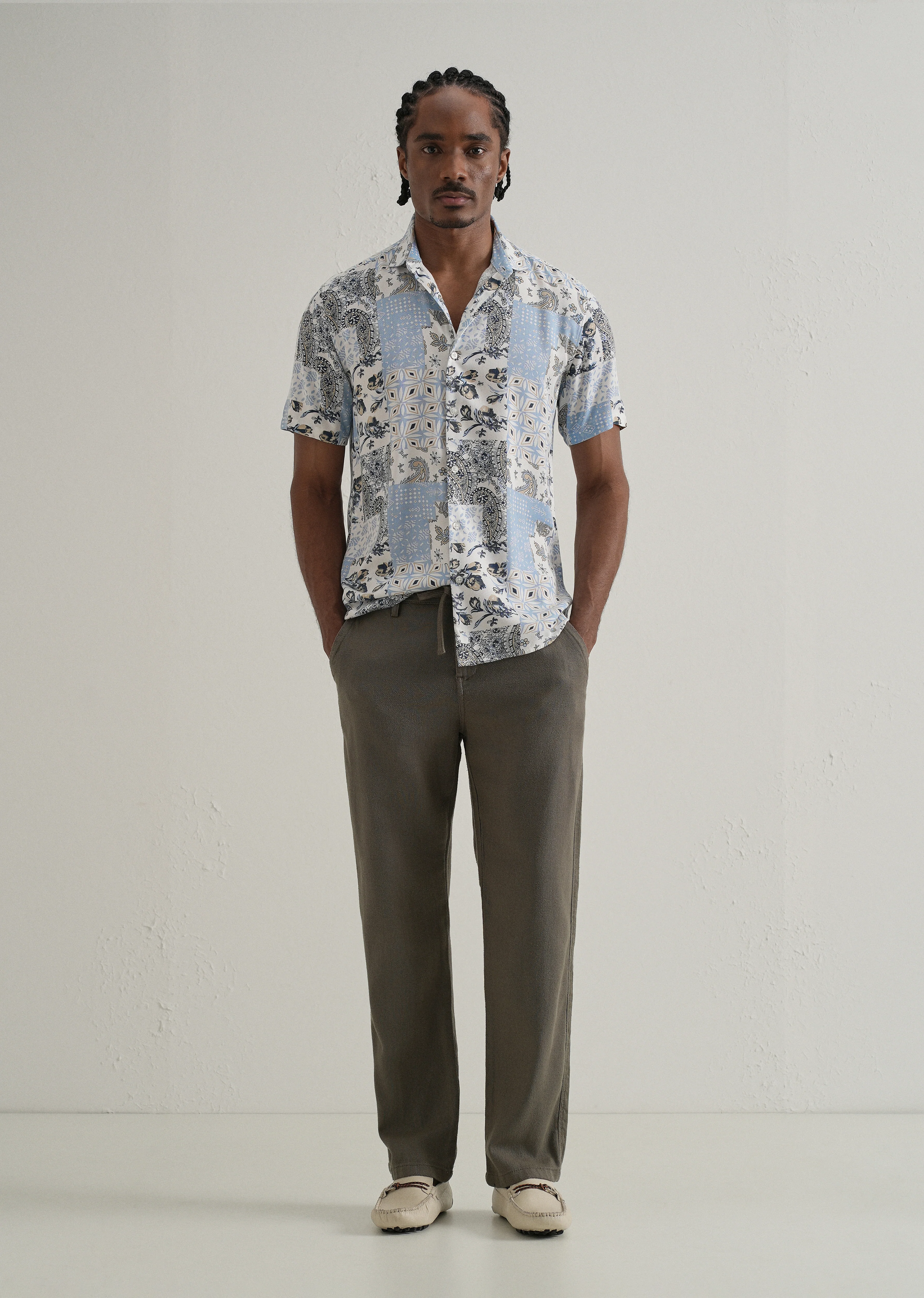 Paisley Blue Print Half Sleeve Shirt - Image 6