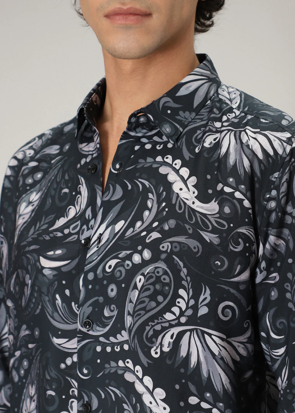 Paisley Floral Black Print Shirt - Image 2