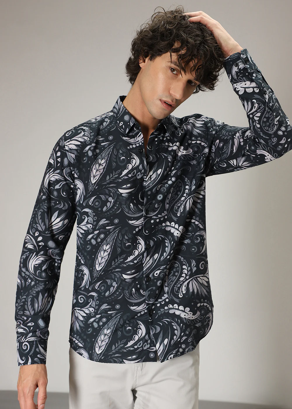 Paisley Floral Black Print Shirt - Image 3