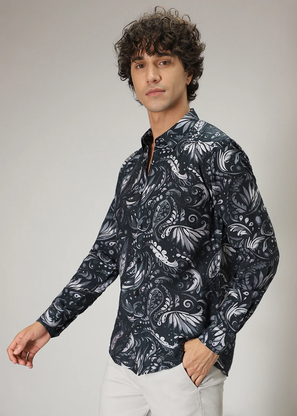 Paisley Floral Black Print Shirt - Image 5