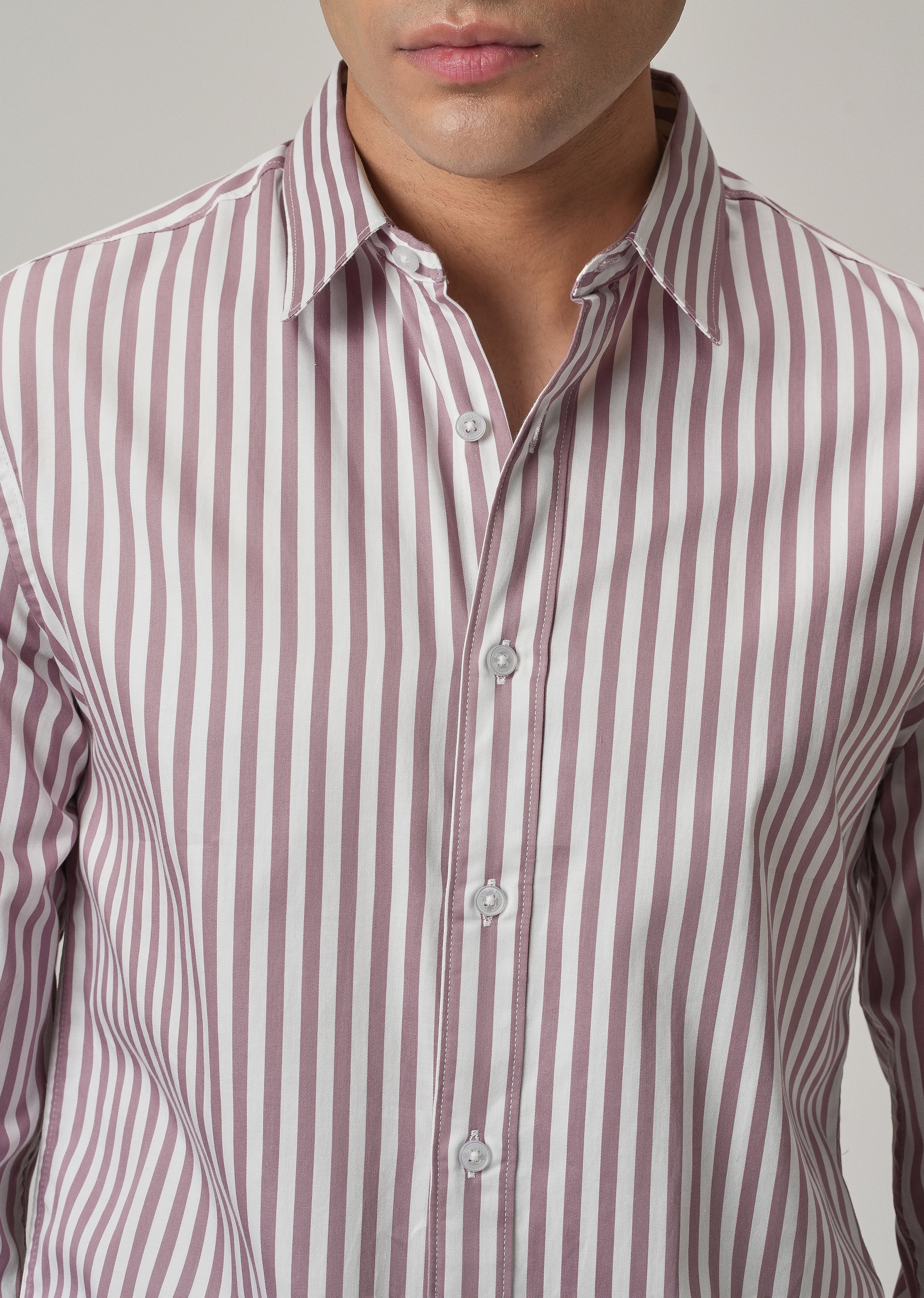 Pale Pink Satin Pin Stripe Shirt - Image 5