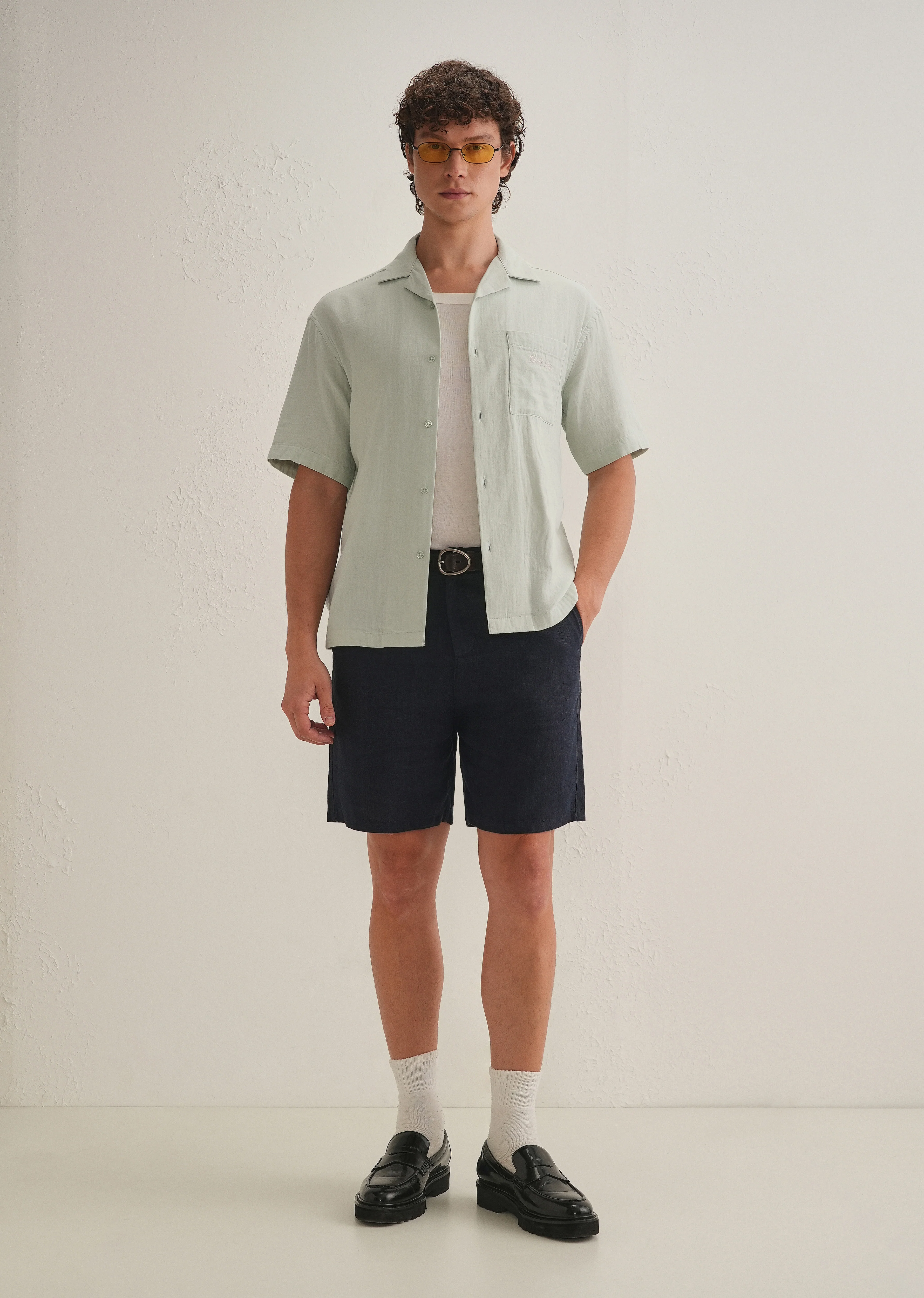 Pastel Green Embroidered Double Cloth Cotton Shirt - Image 7