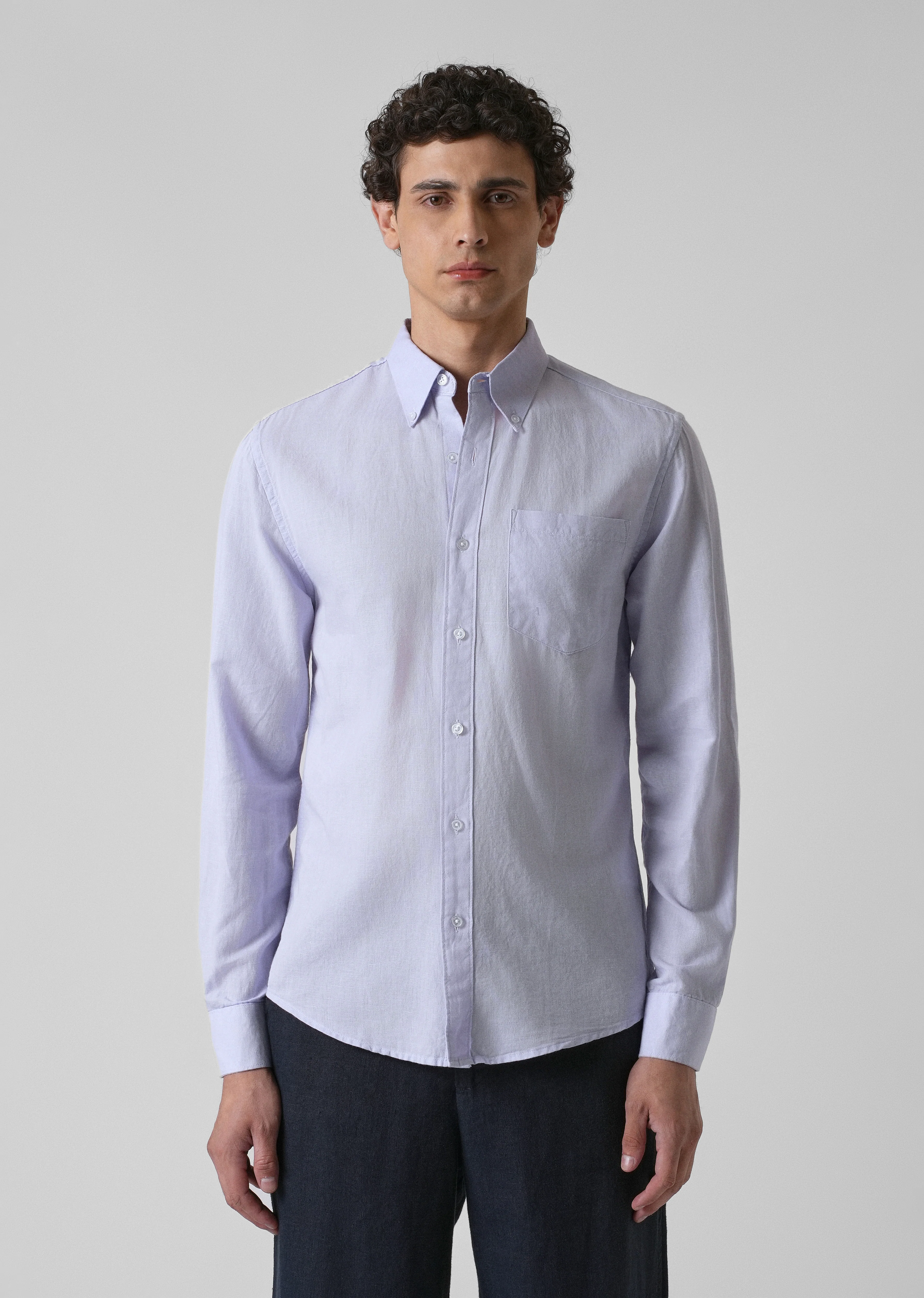 Pastel Lavender Cotton Linen Shirt - Image 3