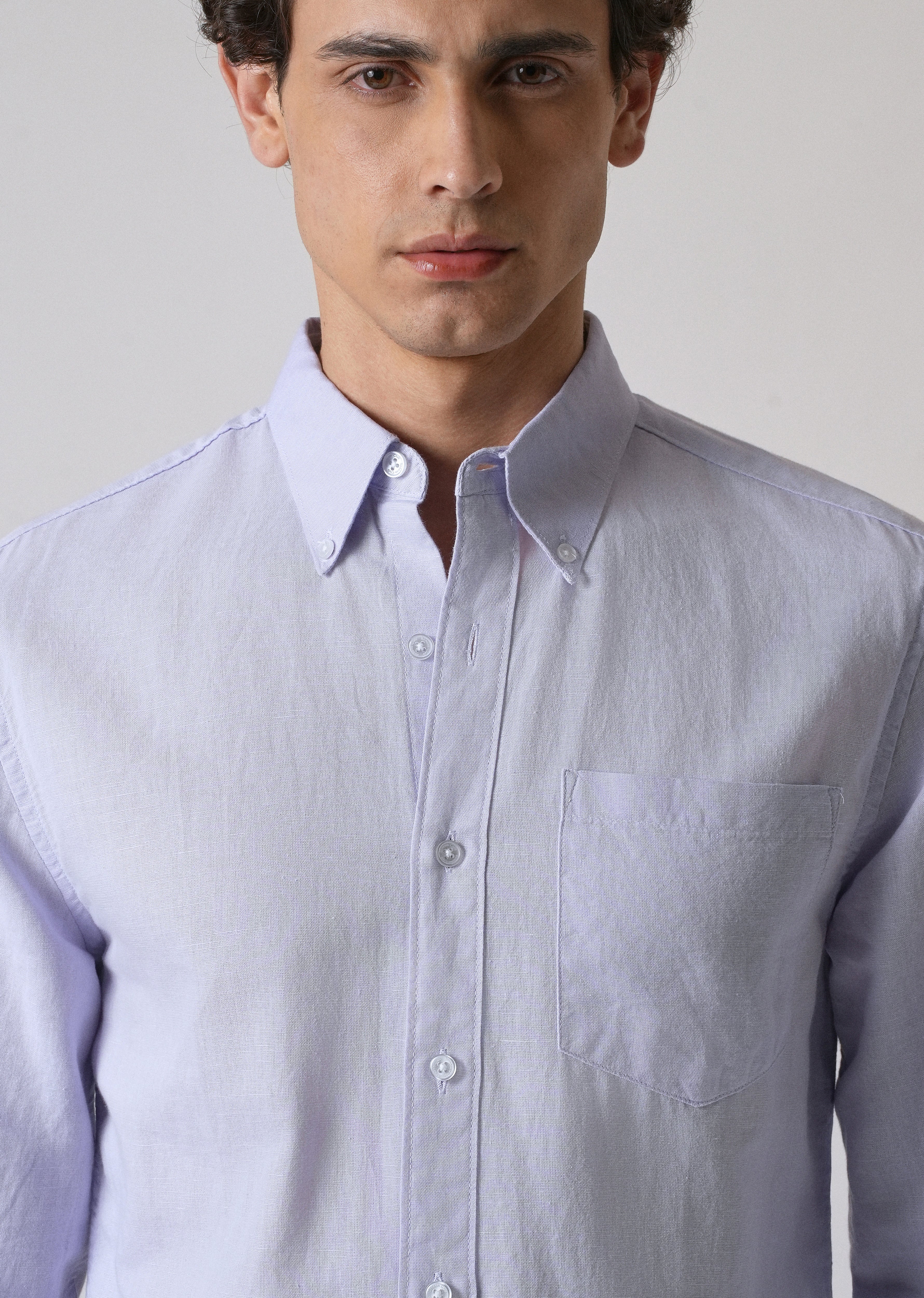 Pastel Lavender Cotton Linen Shirt - Image 5