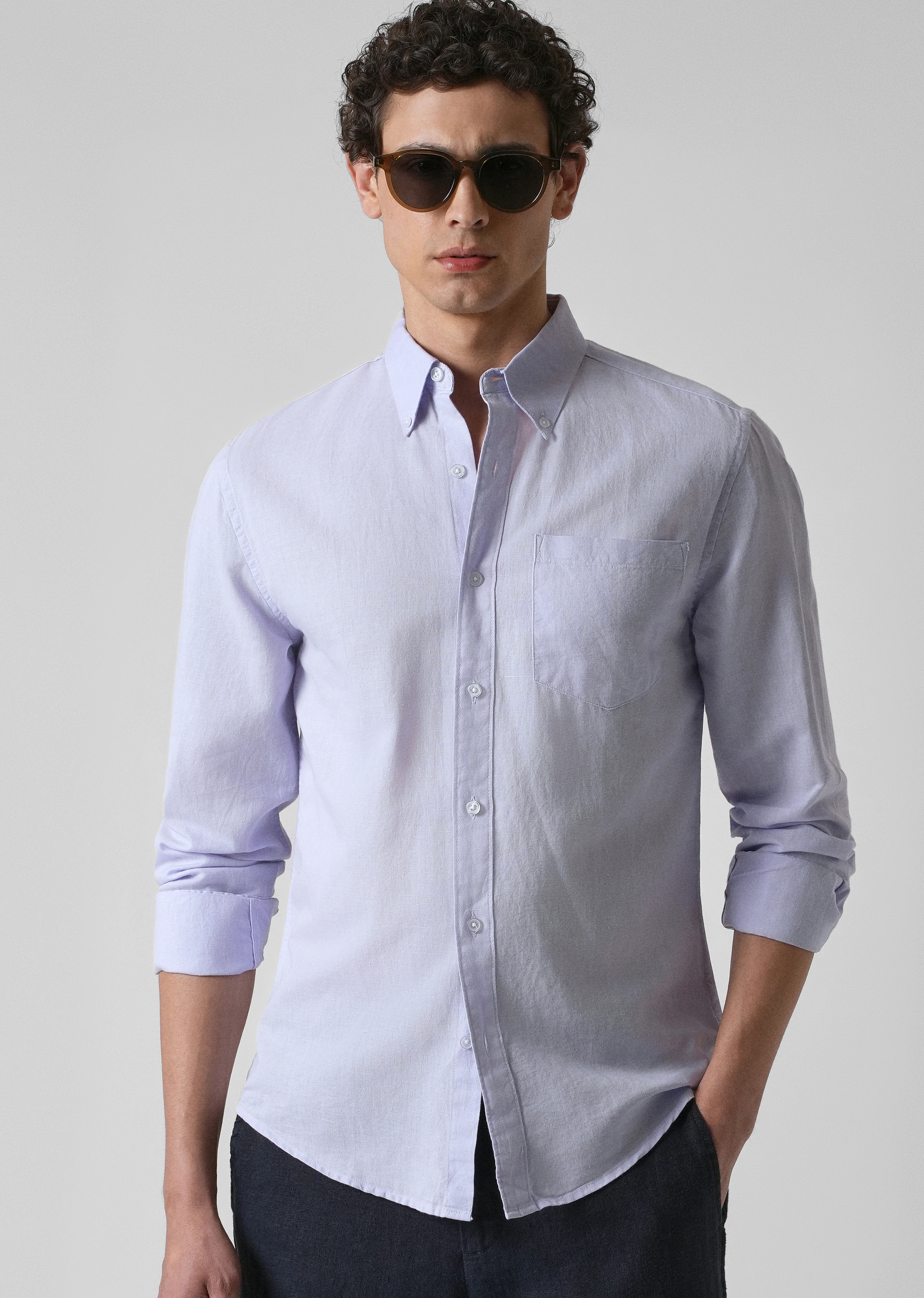 Pastel Lavender Cotton Linen Shirt - Image 7