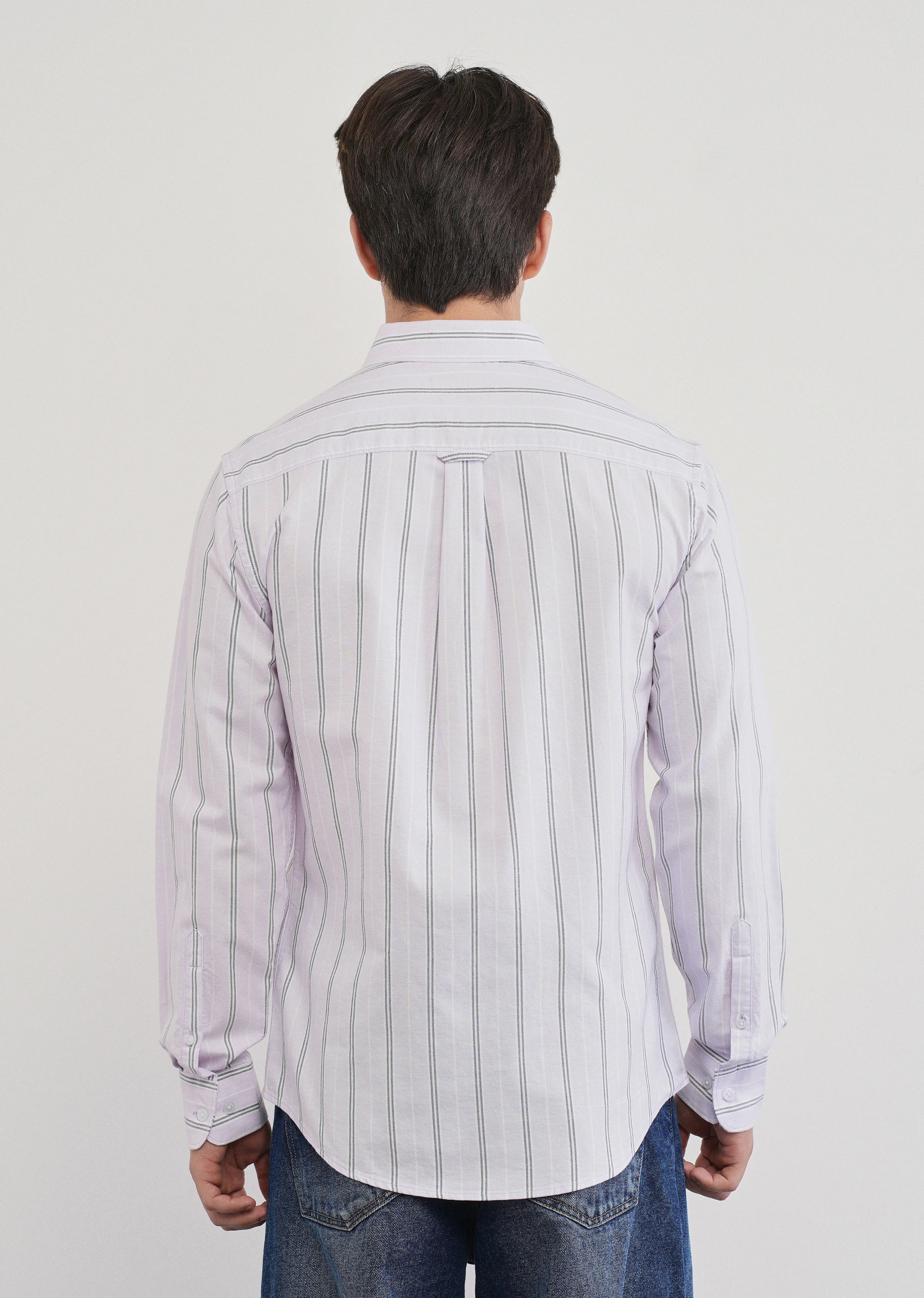 Pastel Lilac Vertical Striped Cotton Shirt - Image 2