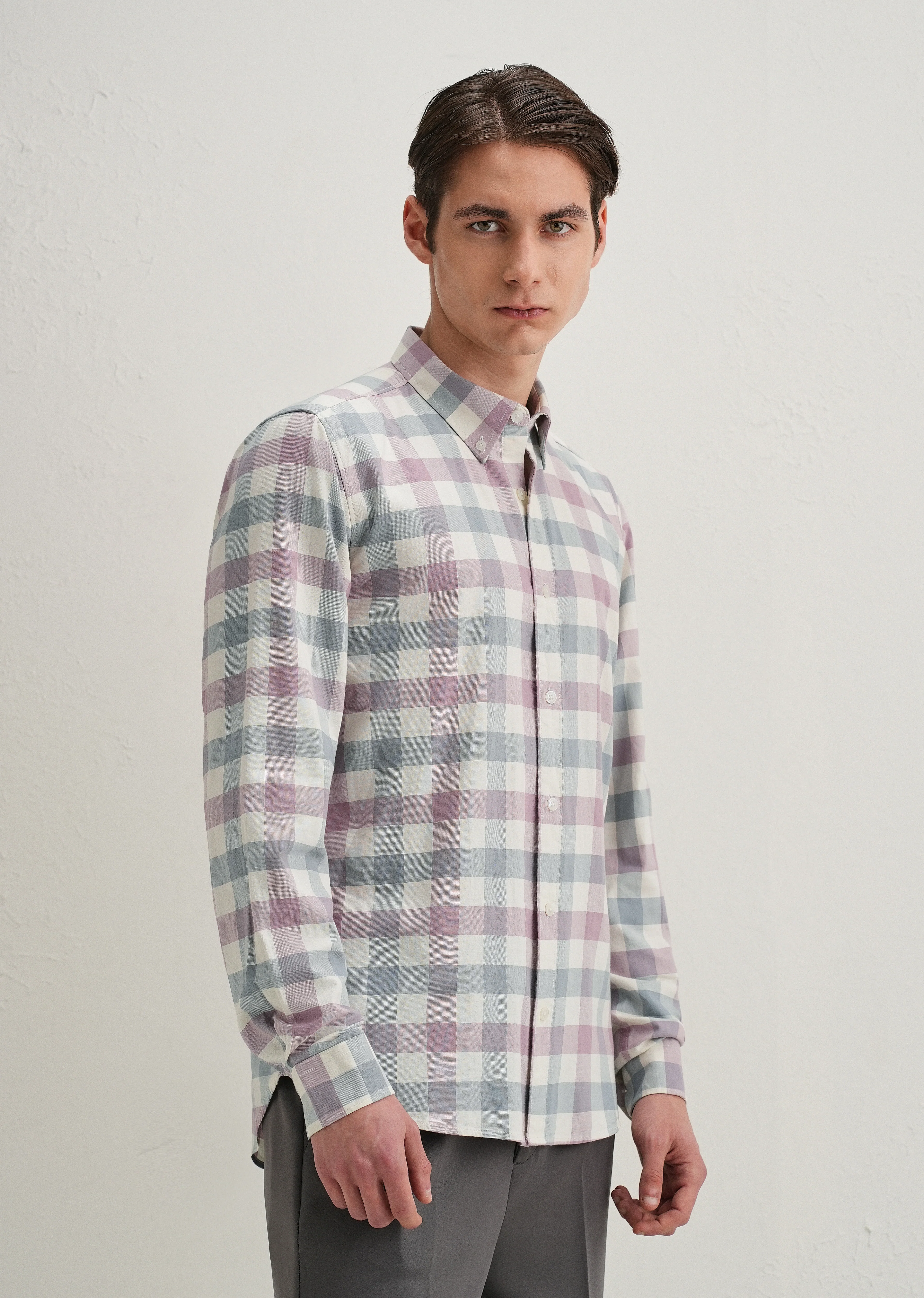Pastel Pink Buffalo Check Shirt - Image 5