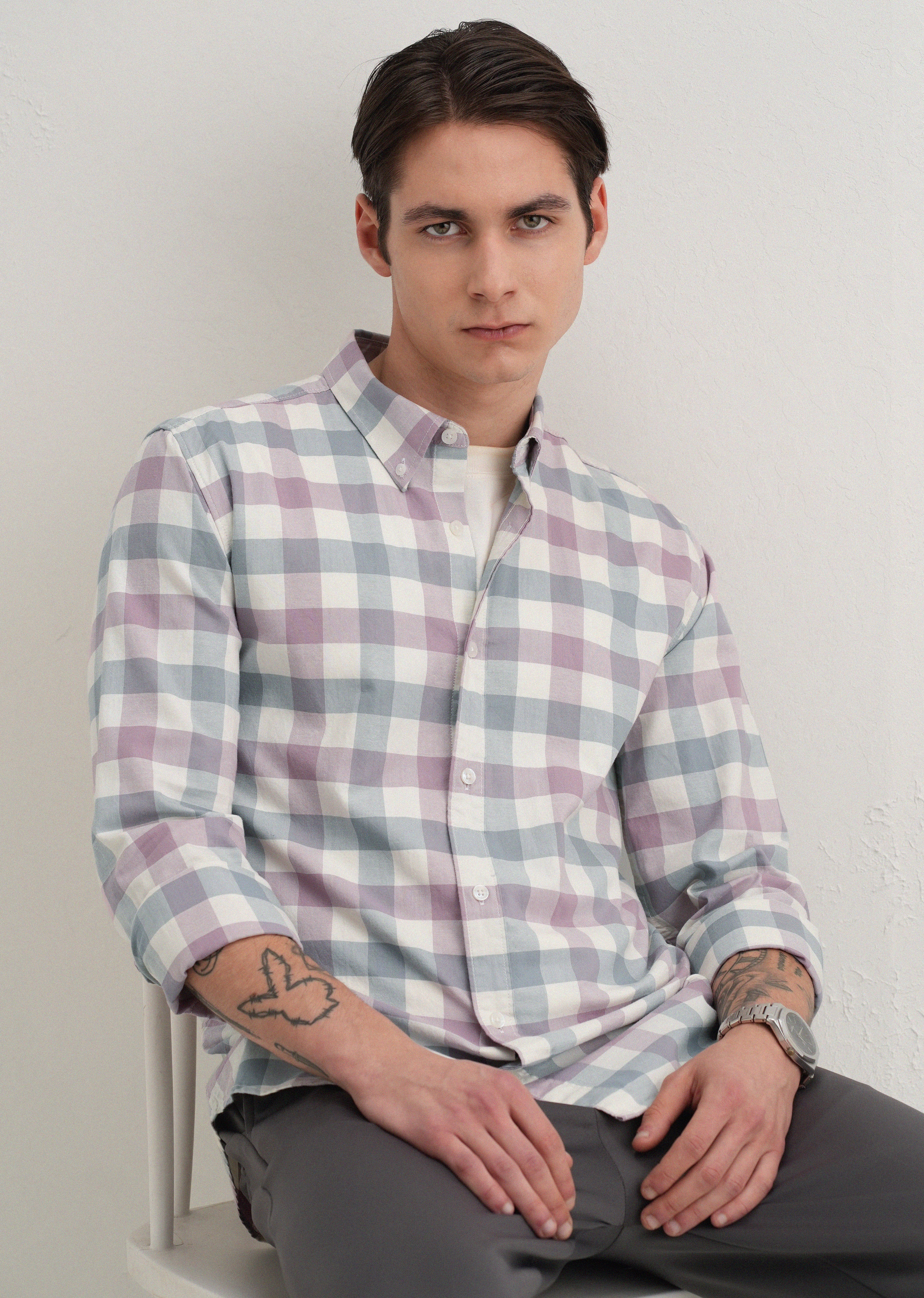 Pastel Pink Buffalo Check Shirt - Image 7