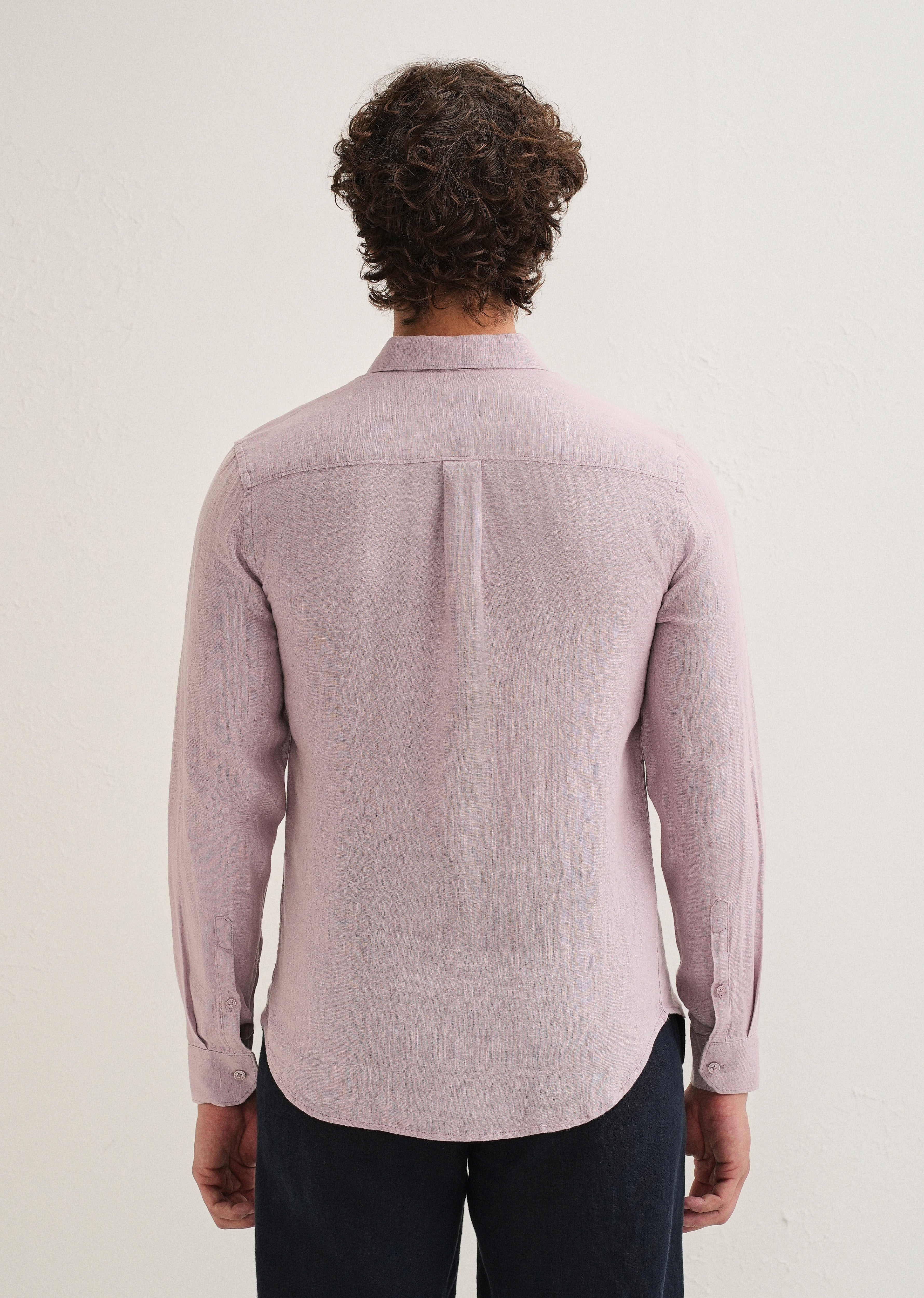 Pastel Purple Pure Linen Shirt - Image 4