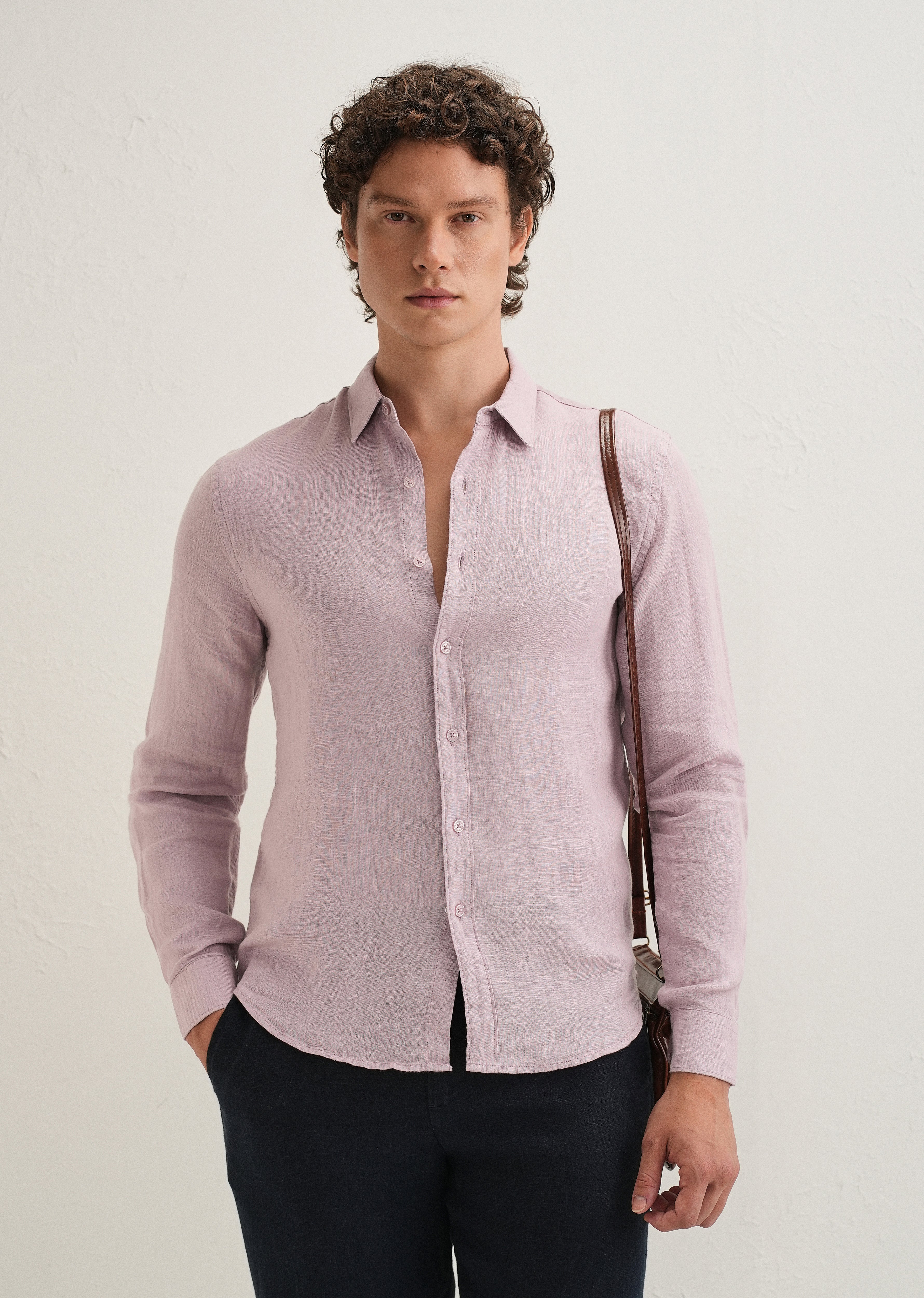 Pastel Purple Pure Linen Shirt - Image 7