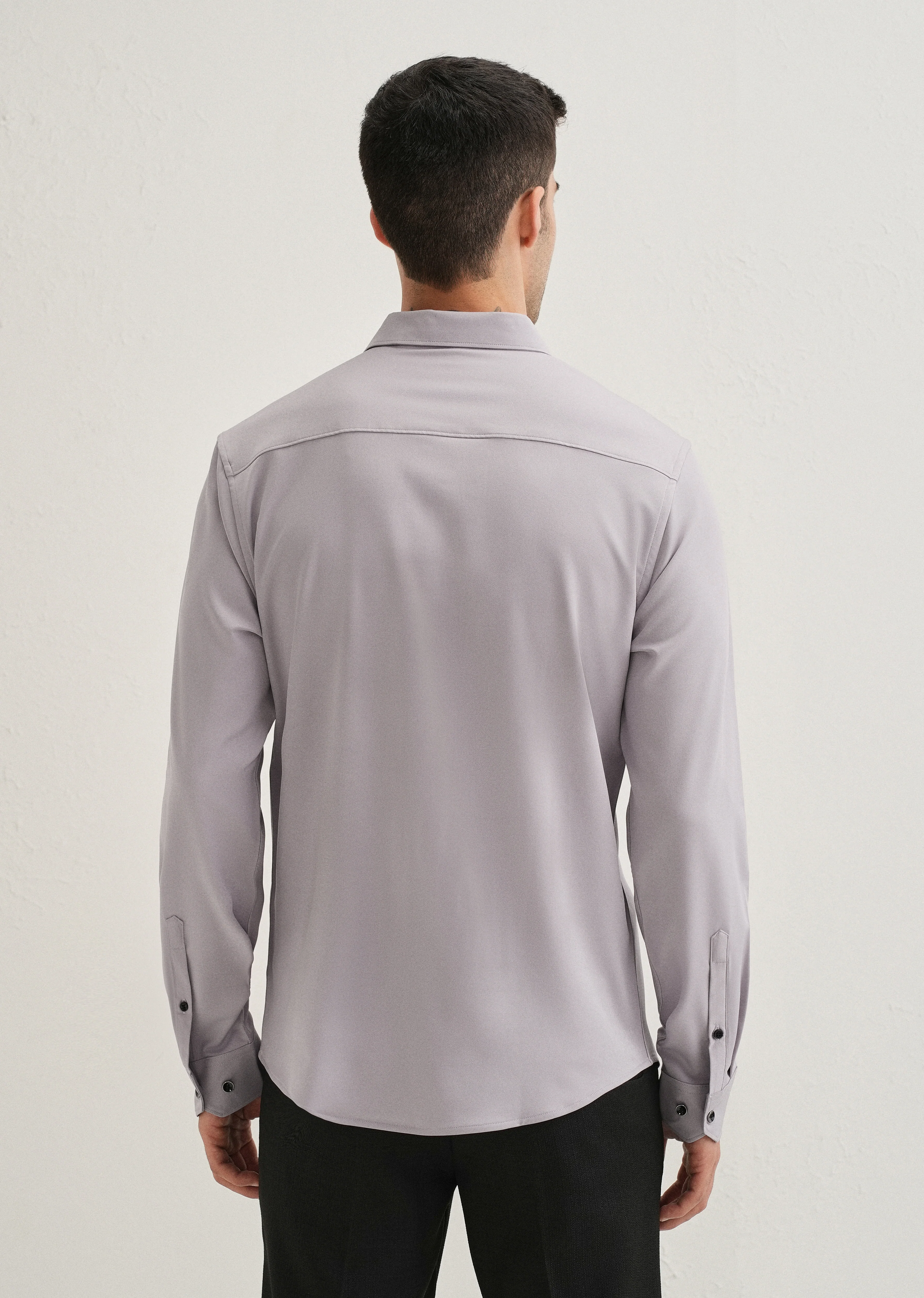 Pastel Purple Wrinkle Free Plain Shirt - Image 2