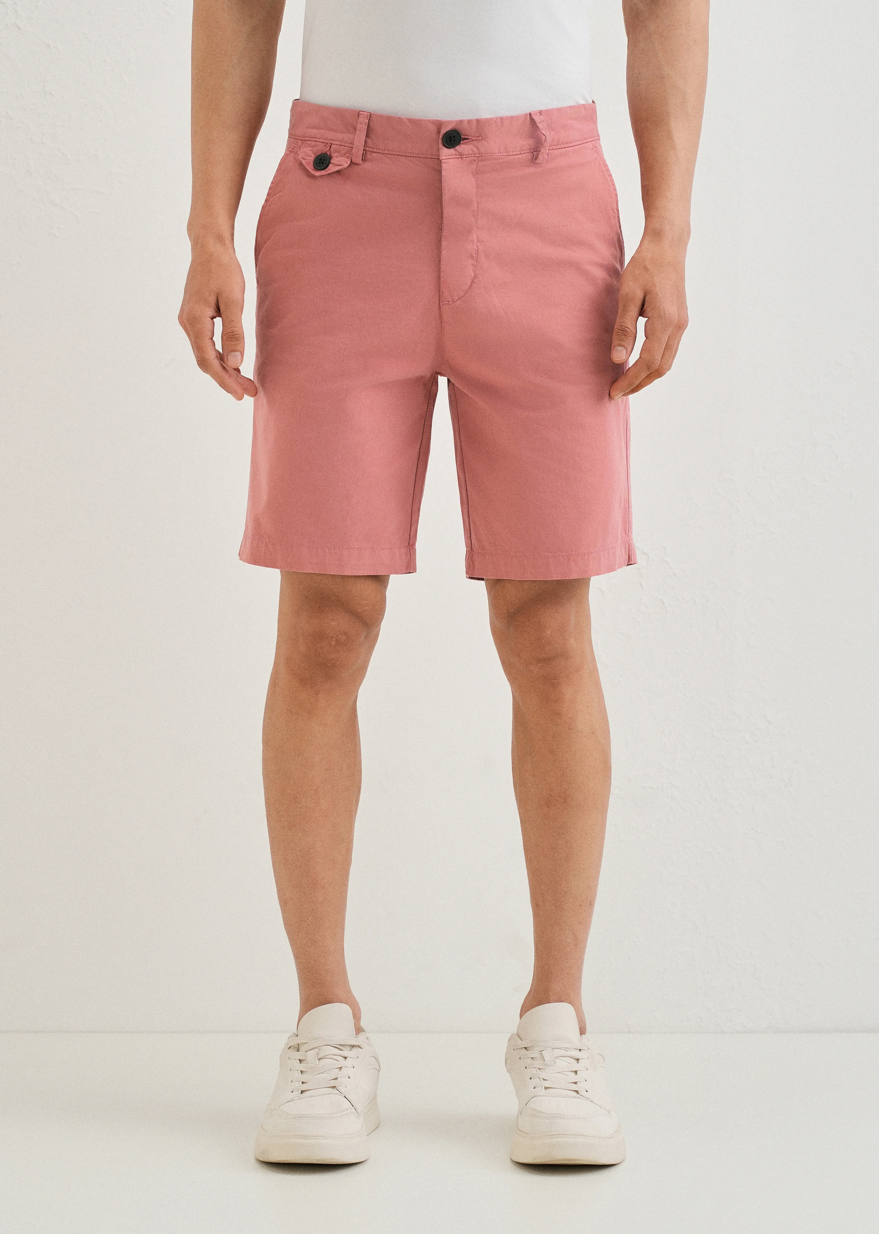 Pastel Red Cotton Shorts - Image 3