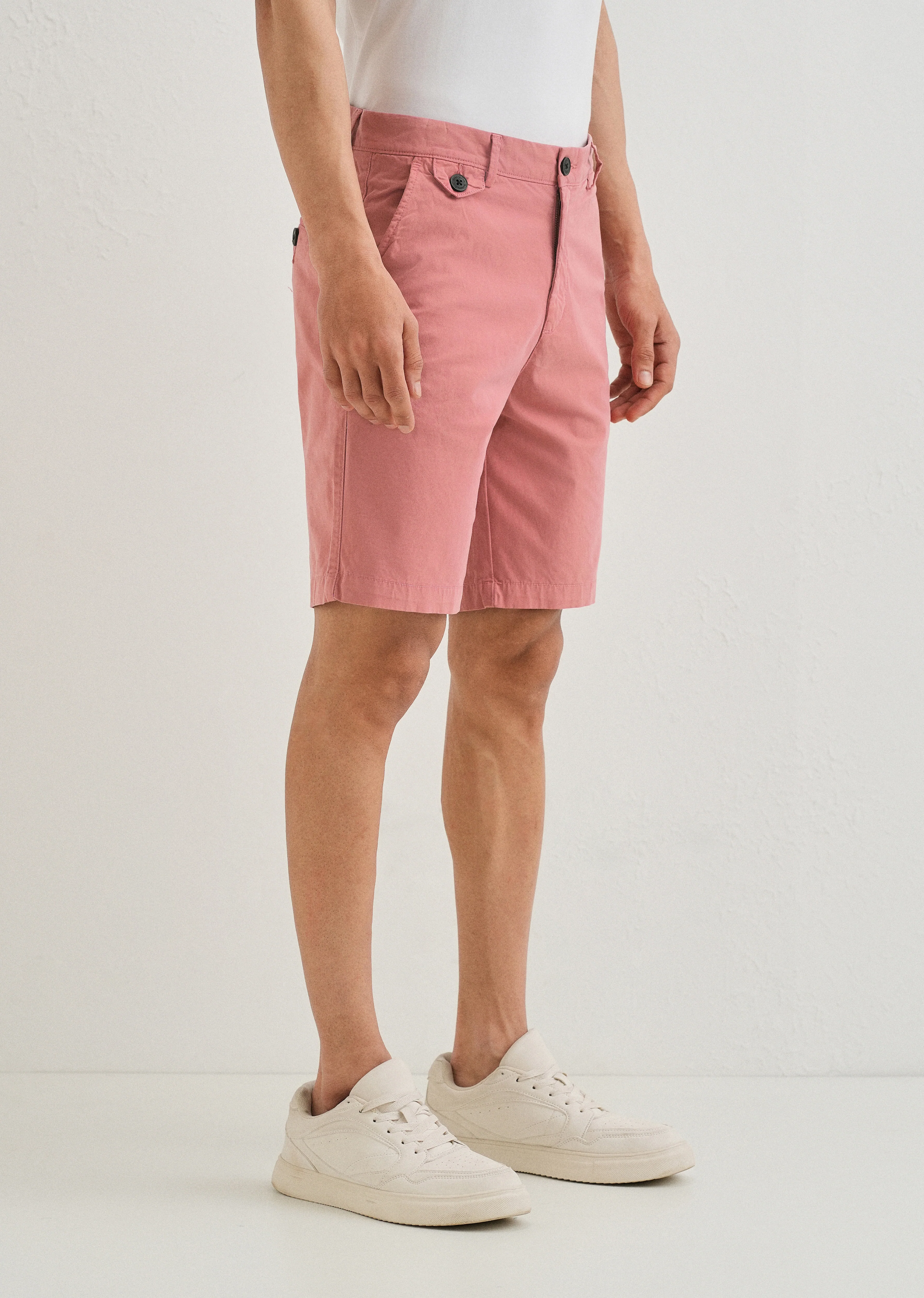Pastel Red Cotton Shorts - Image 4