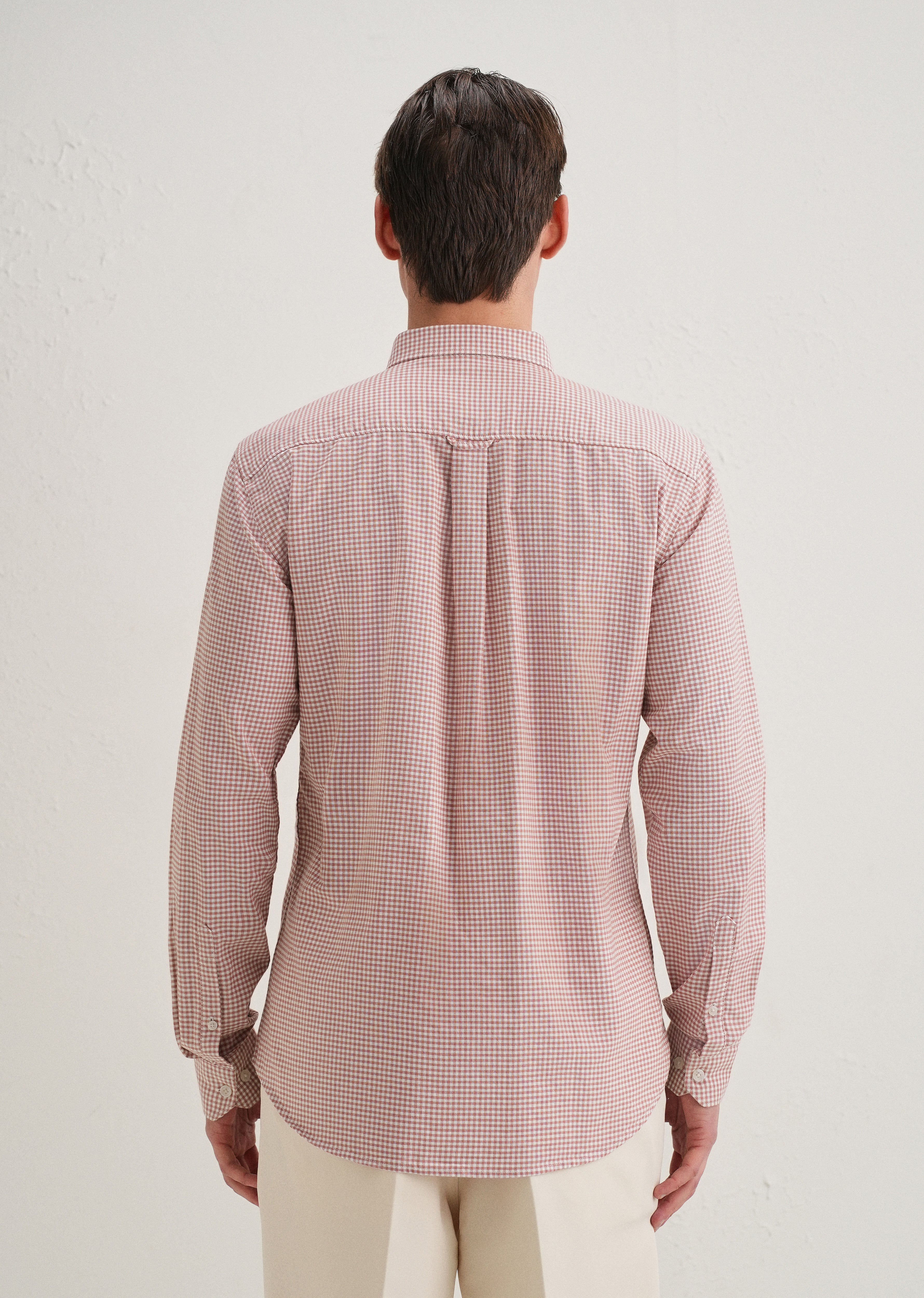 Pastel Red Gingham Check Shirt - Image 3