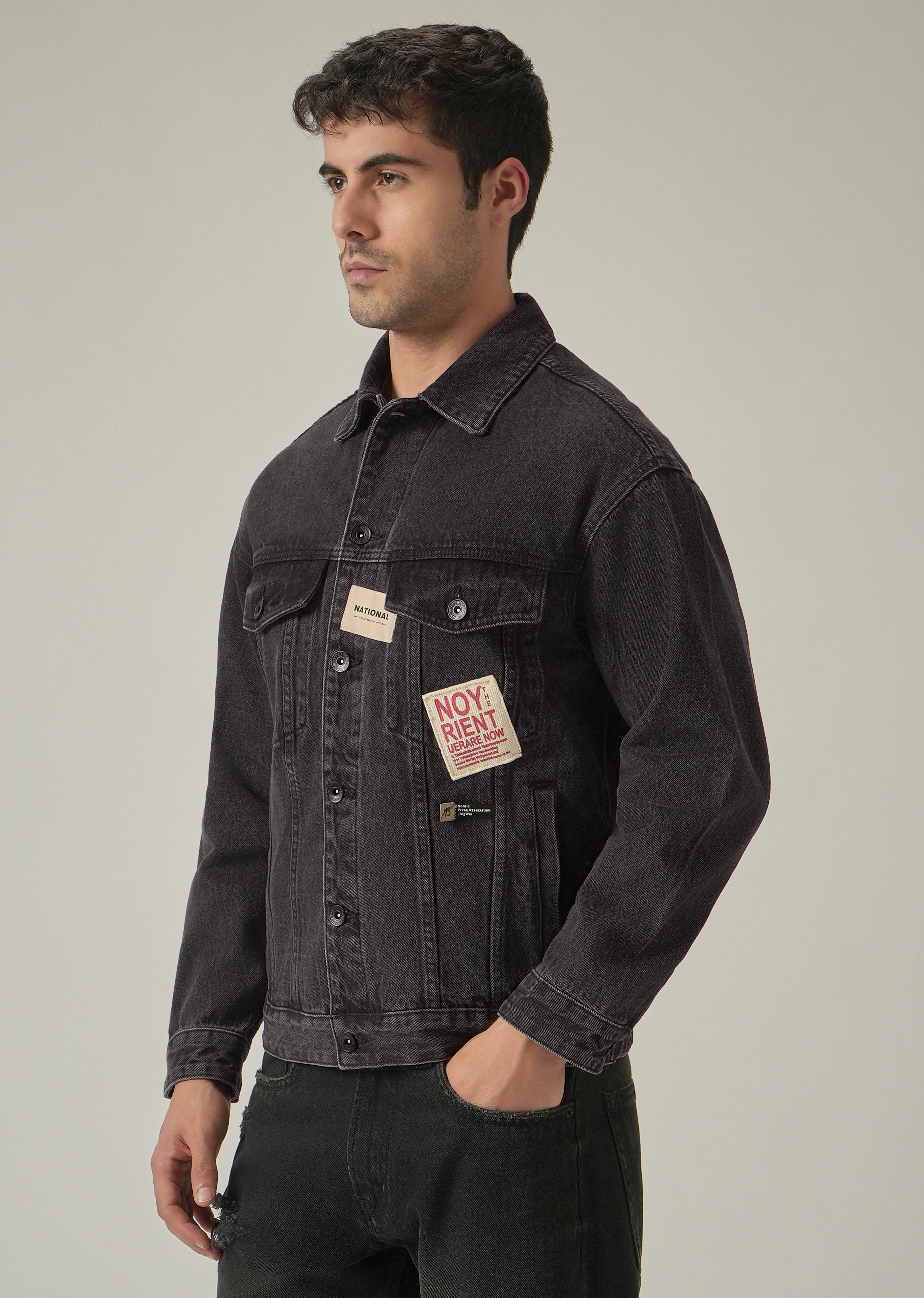 Patch Detail Denim Jacket - Image 4