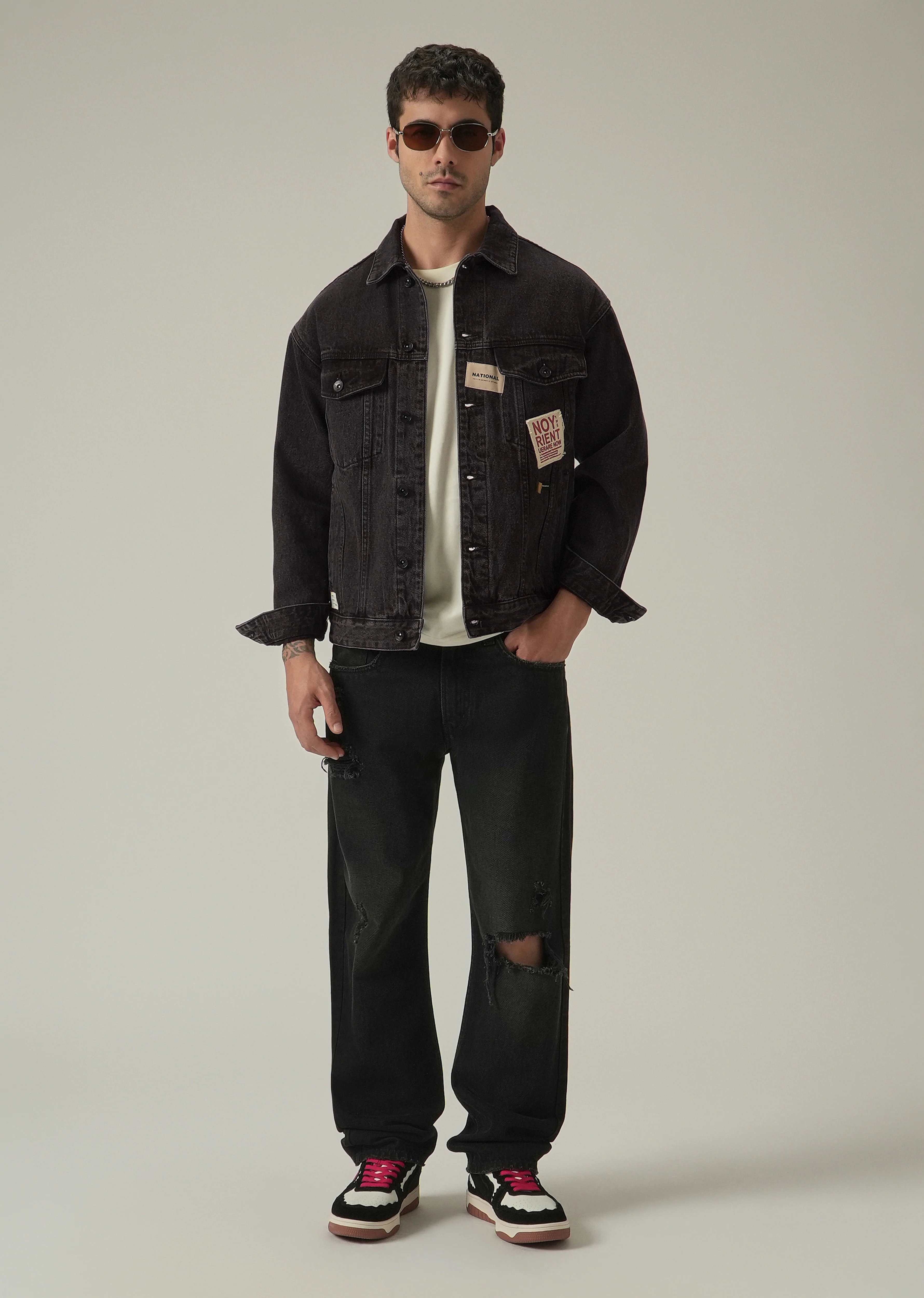 Patch Detail Denim Jacket - Image 6