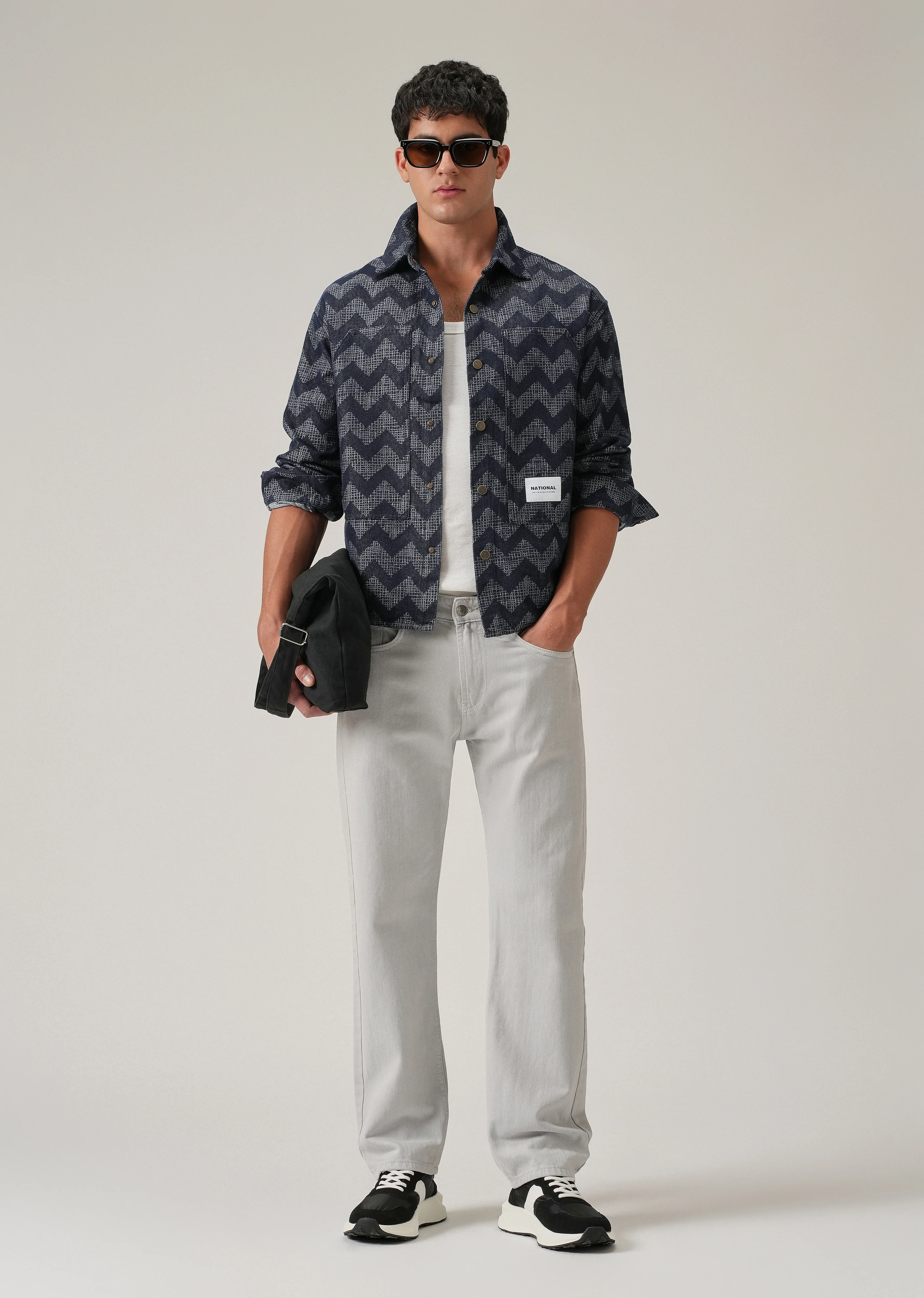 Patterned Denim Jacquard Jacket - Image 7