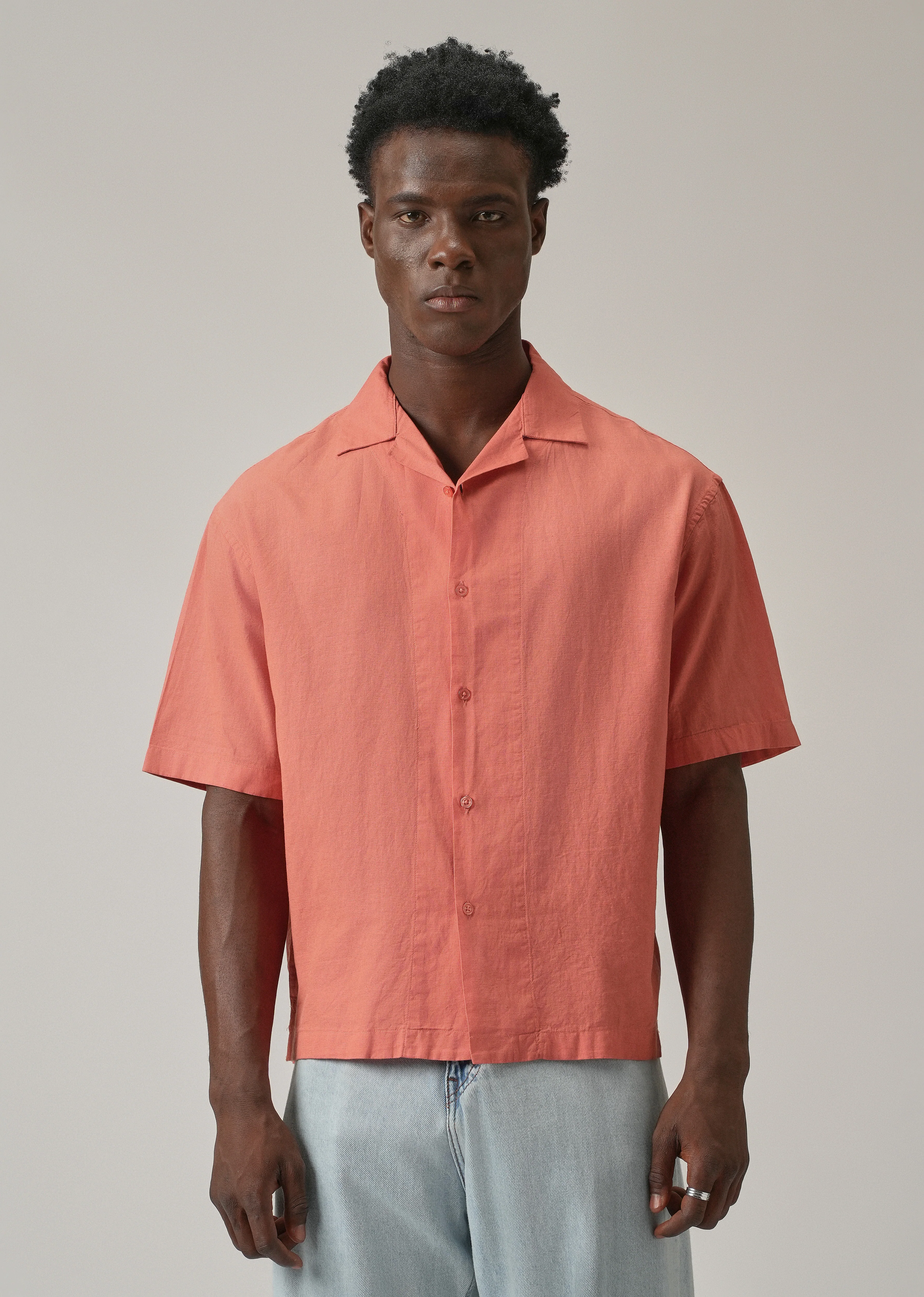 Peach Cotton Linen Shirt - Image 3