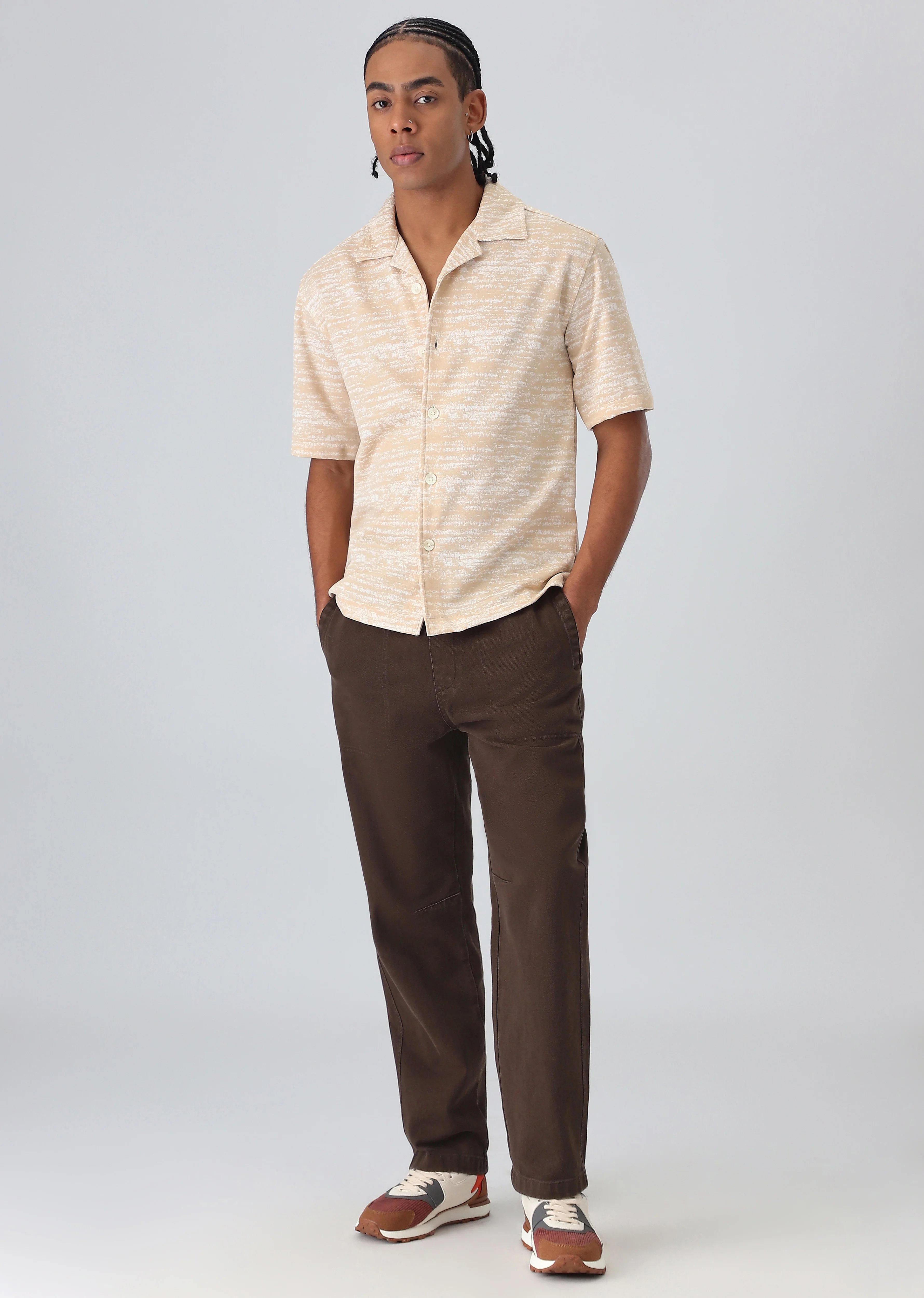 Peach Knitted Half Sleeves Shirt - Image 6
