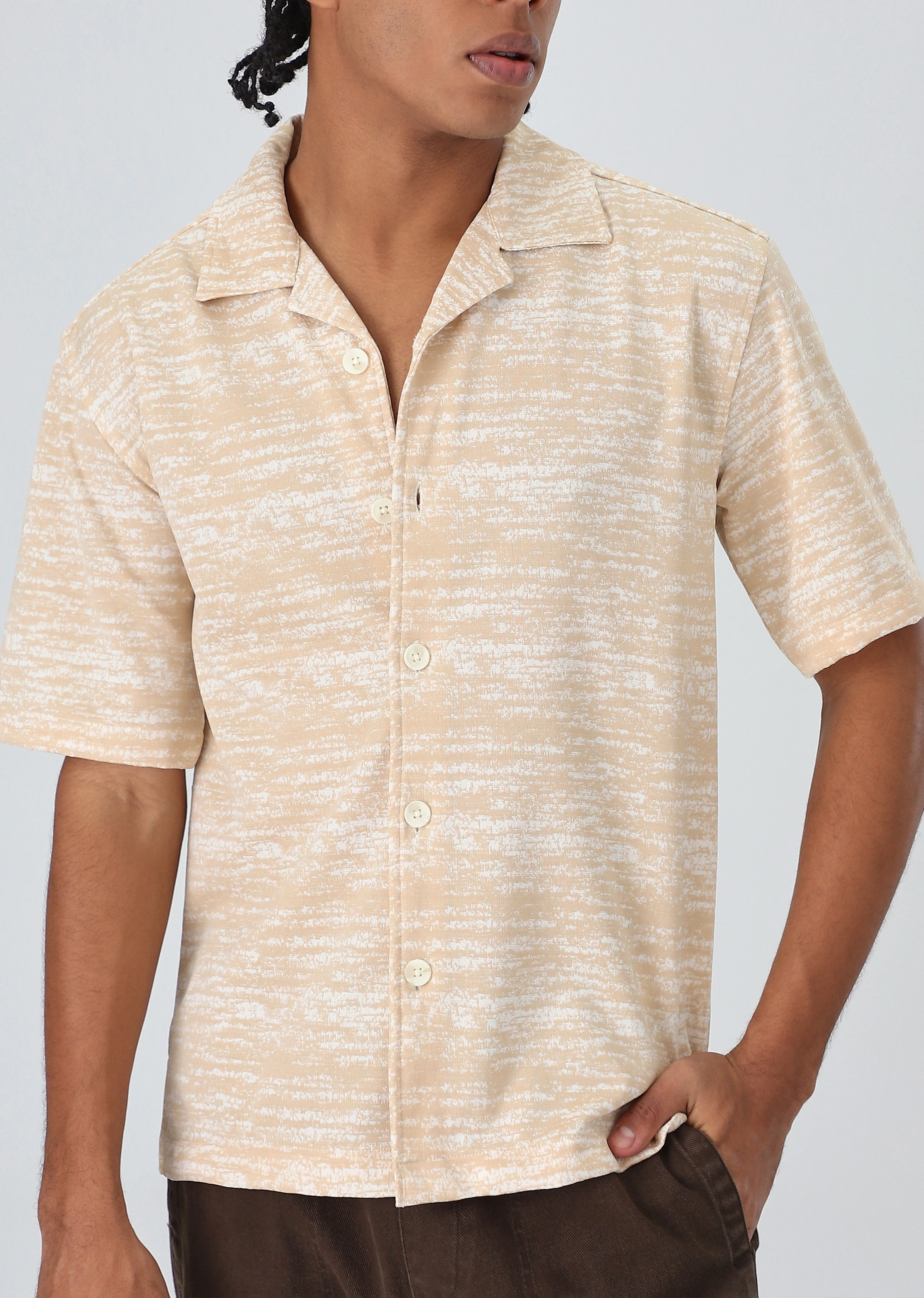Peach Knitted Half Sleeves Shirt - Image 7