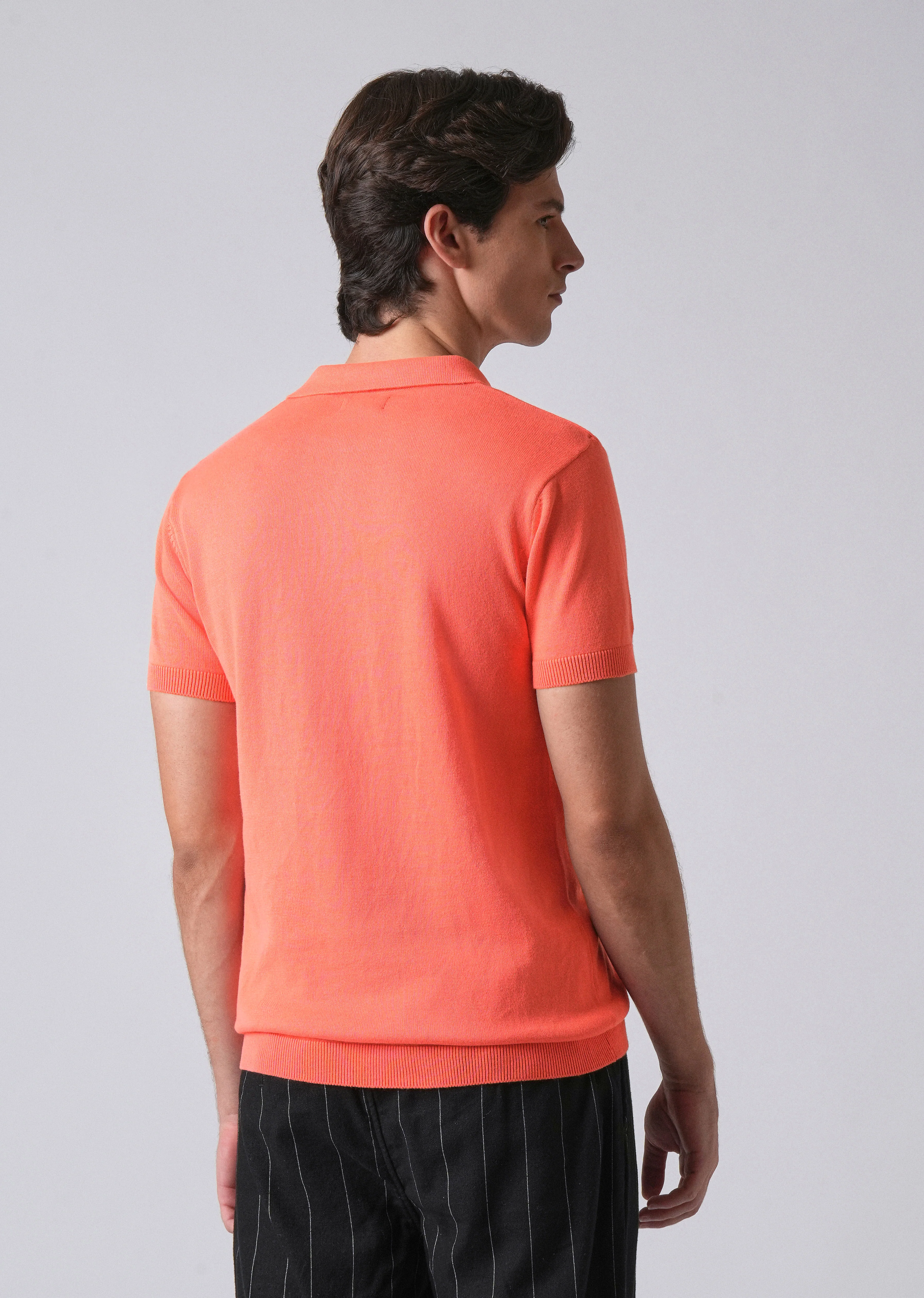 Peach Knitted Polo Zipper T-shirt - Image 2