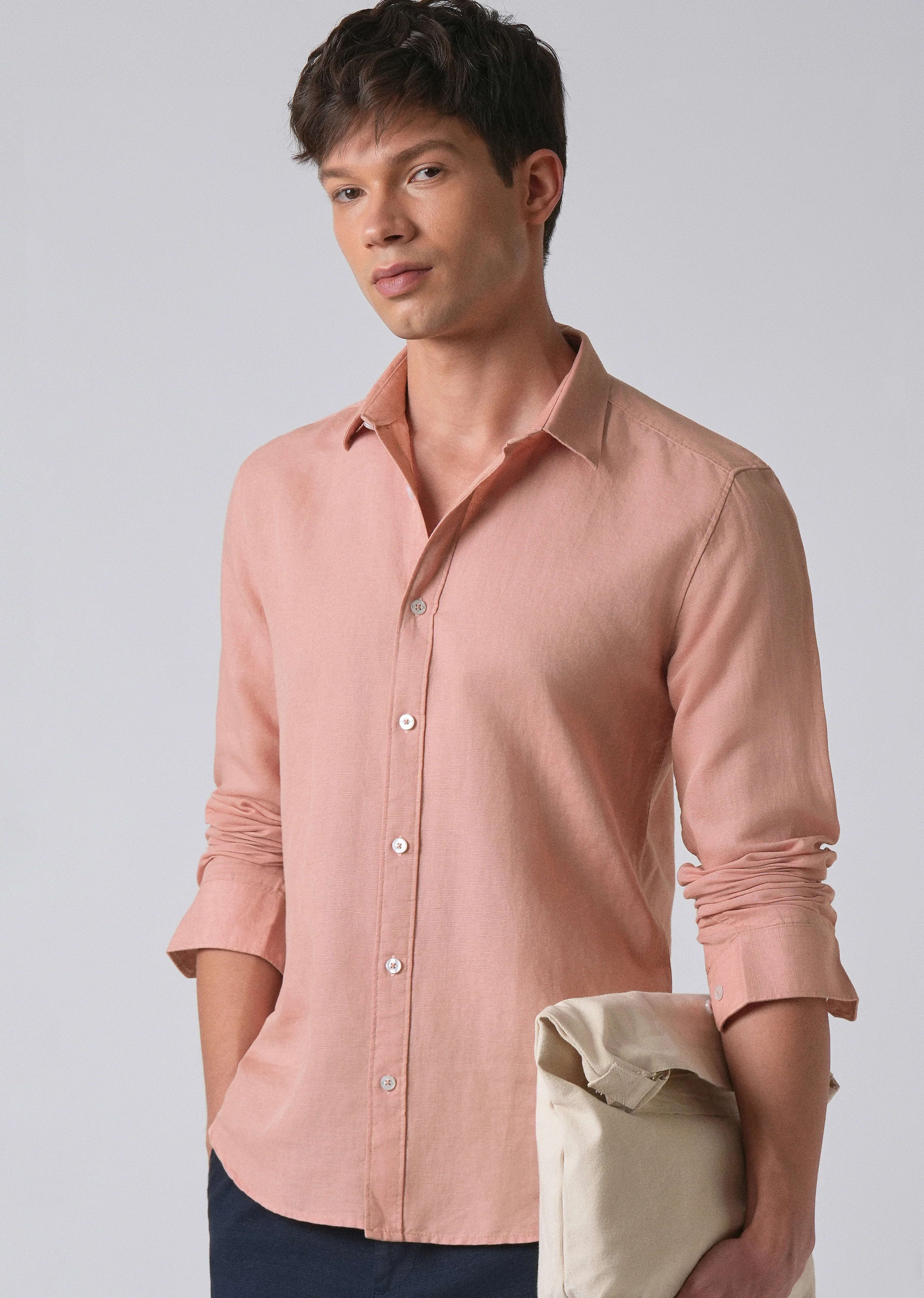 Peach Linen Shirt - Image 7