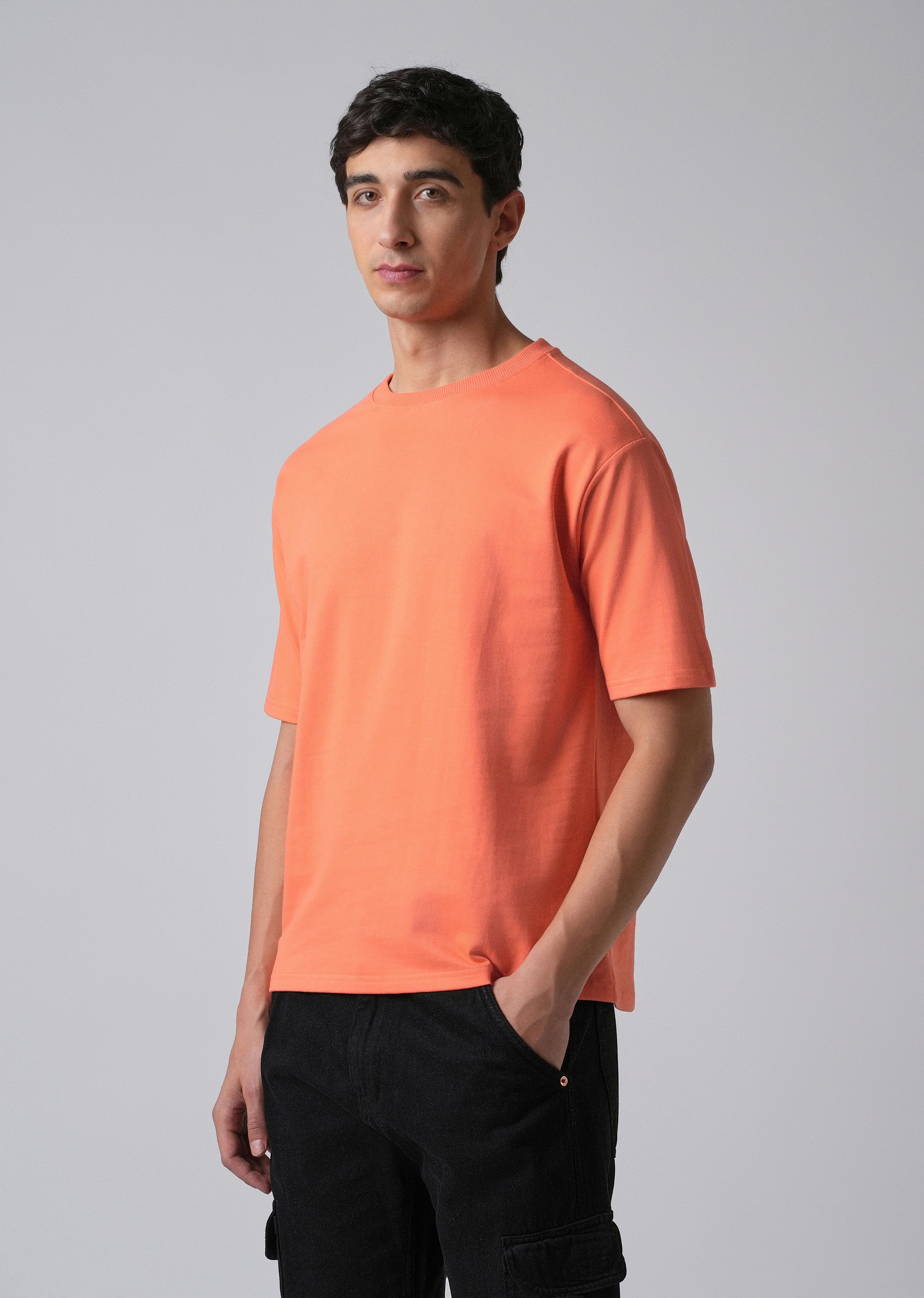 Peach Orange Basic Relaxed Fit T-shirt - Image 4