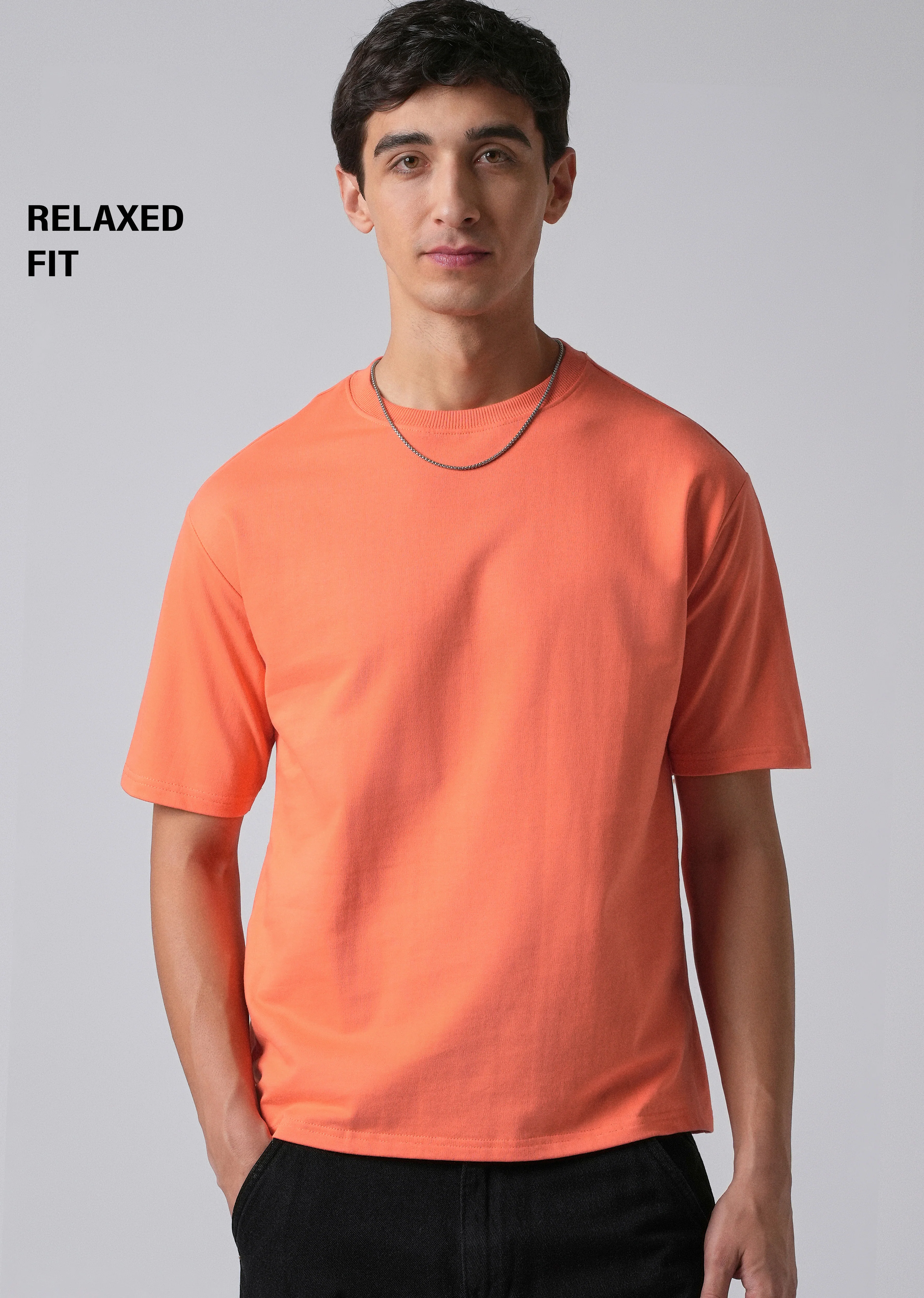 Peach Orange Basic Relaxed Fit T-shirt - Image 7