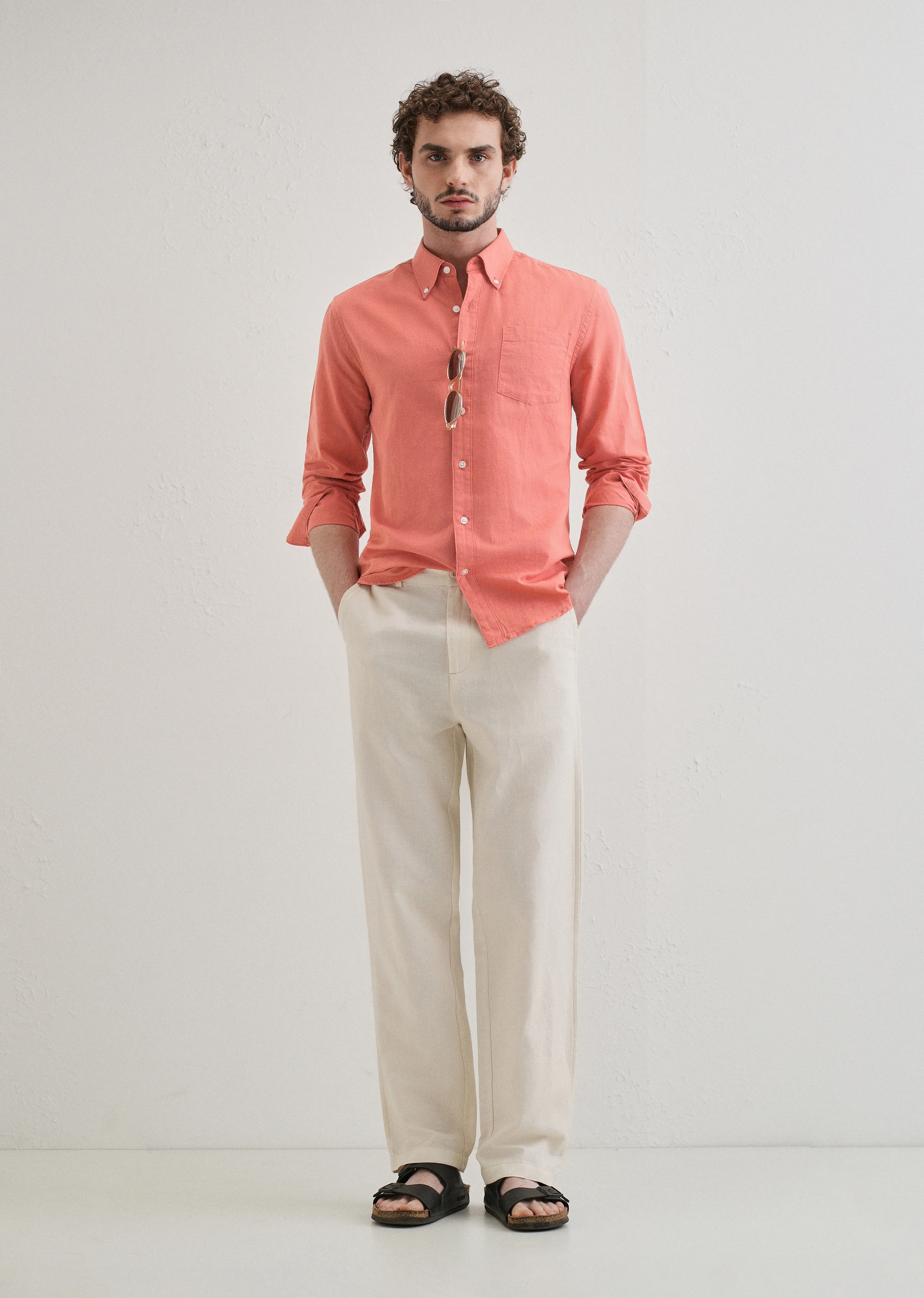 Peach Pink Cotton Linen Shirt - Image 6