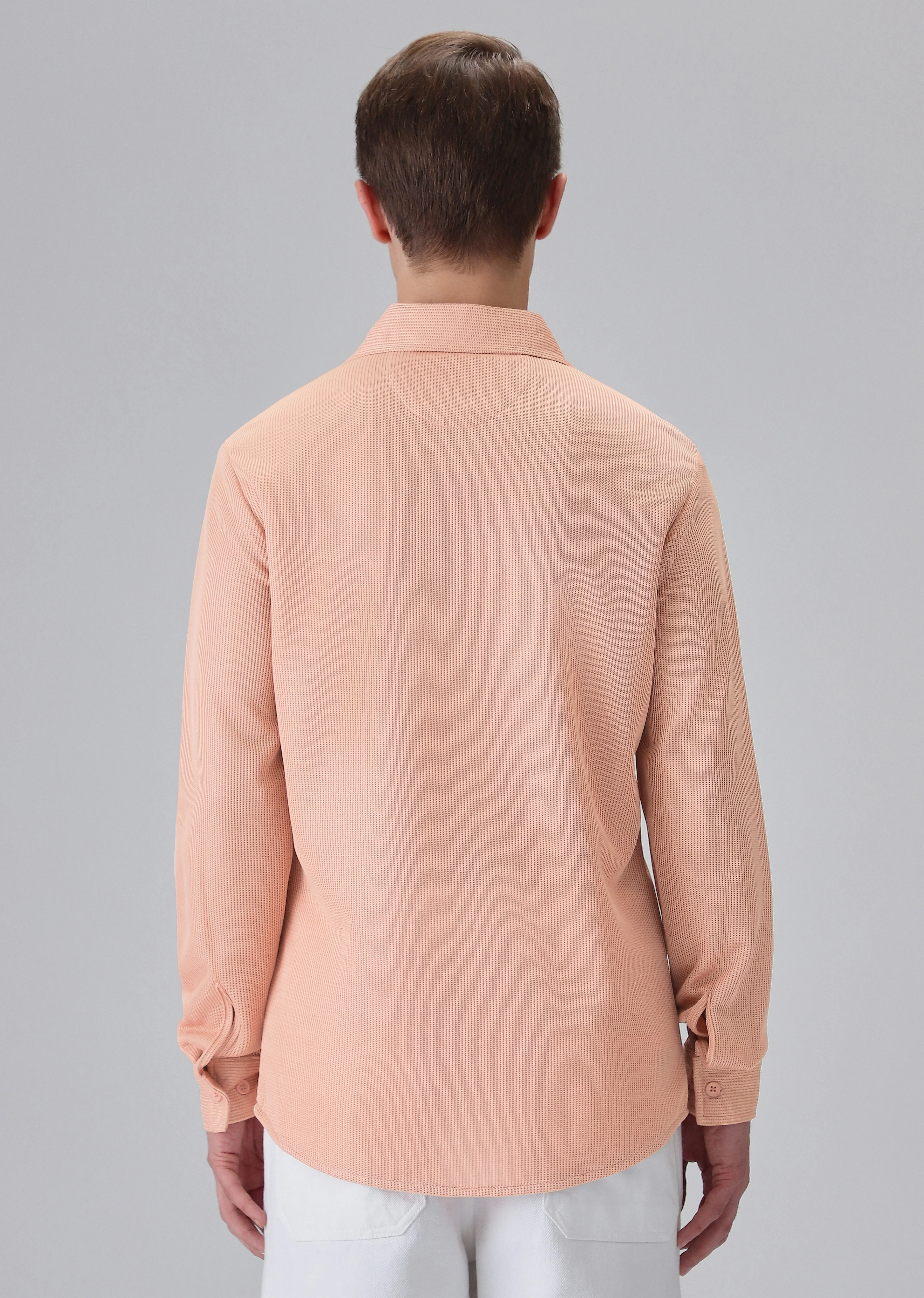 Peach Plain Knitted Shirt - Image 2