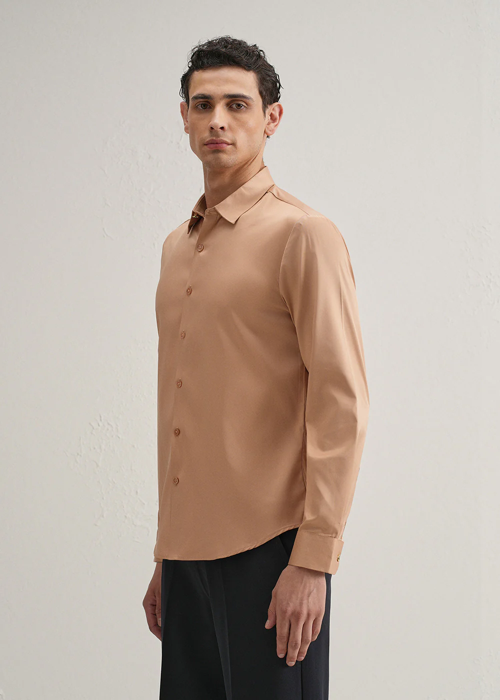 Peach Plain Stitchless Placket Shirt - Image 5