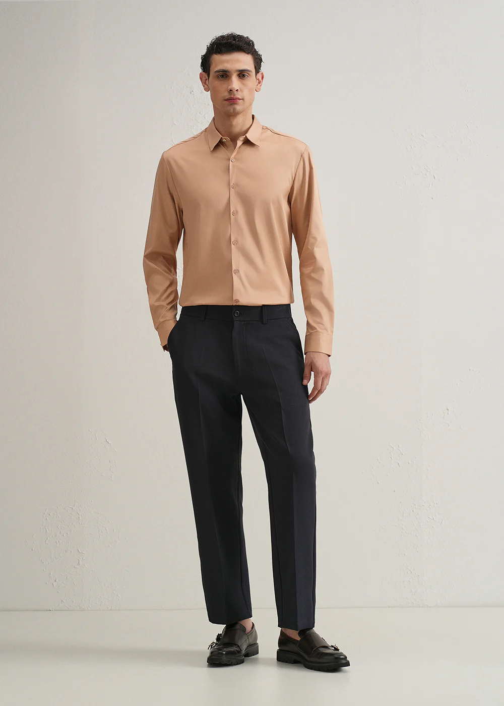 Peach Plain Stitchless Placket Shirt - Image 6