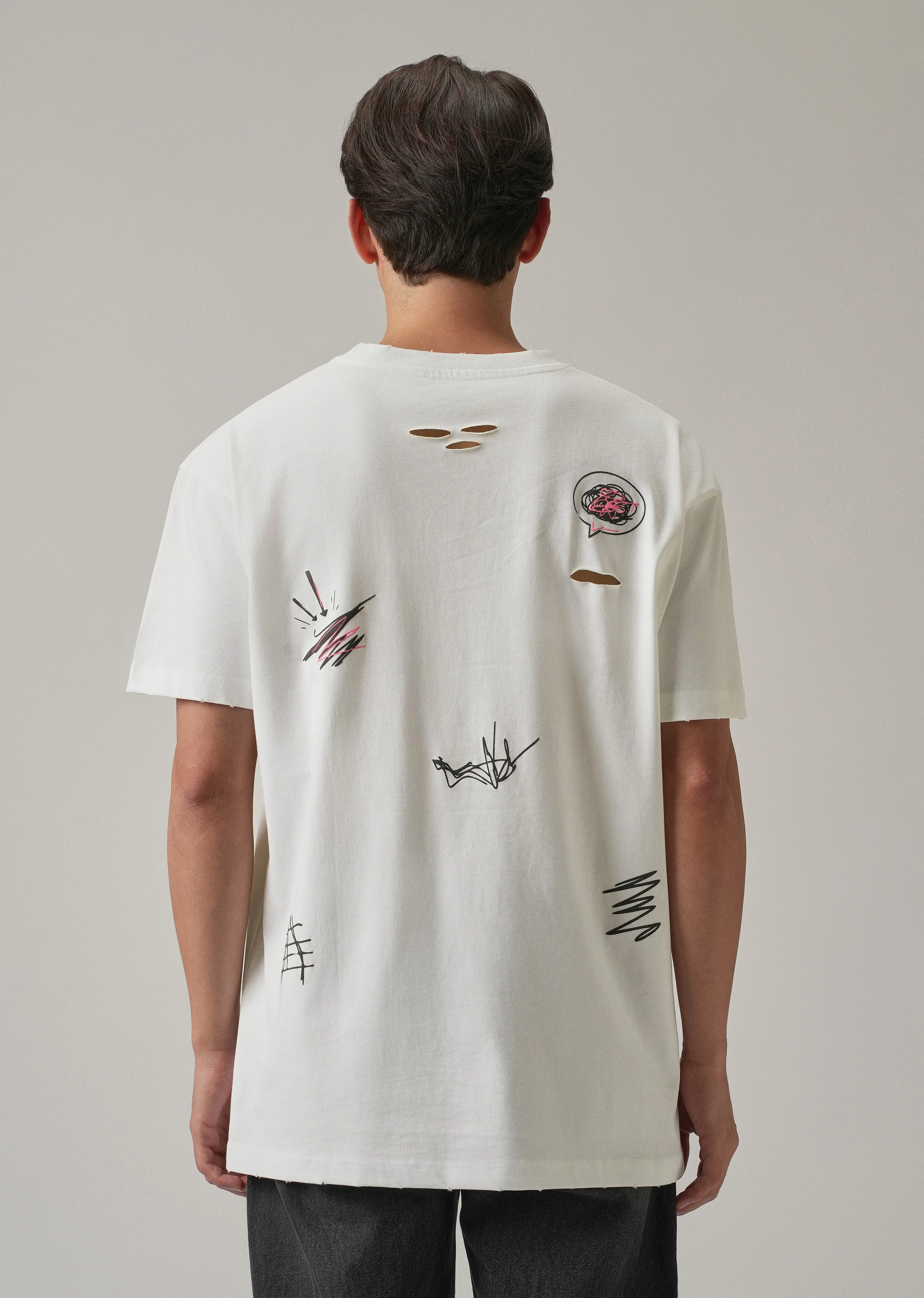Pearl White Back Printed Oversized T-Shirt - Image 2