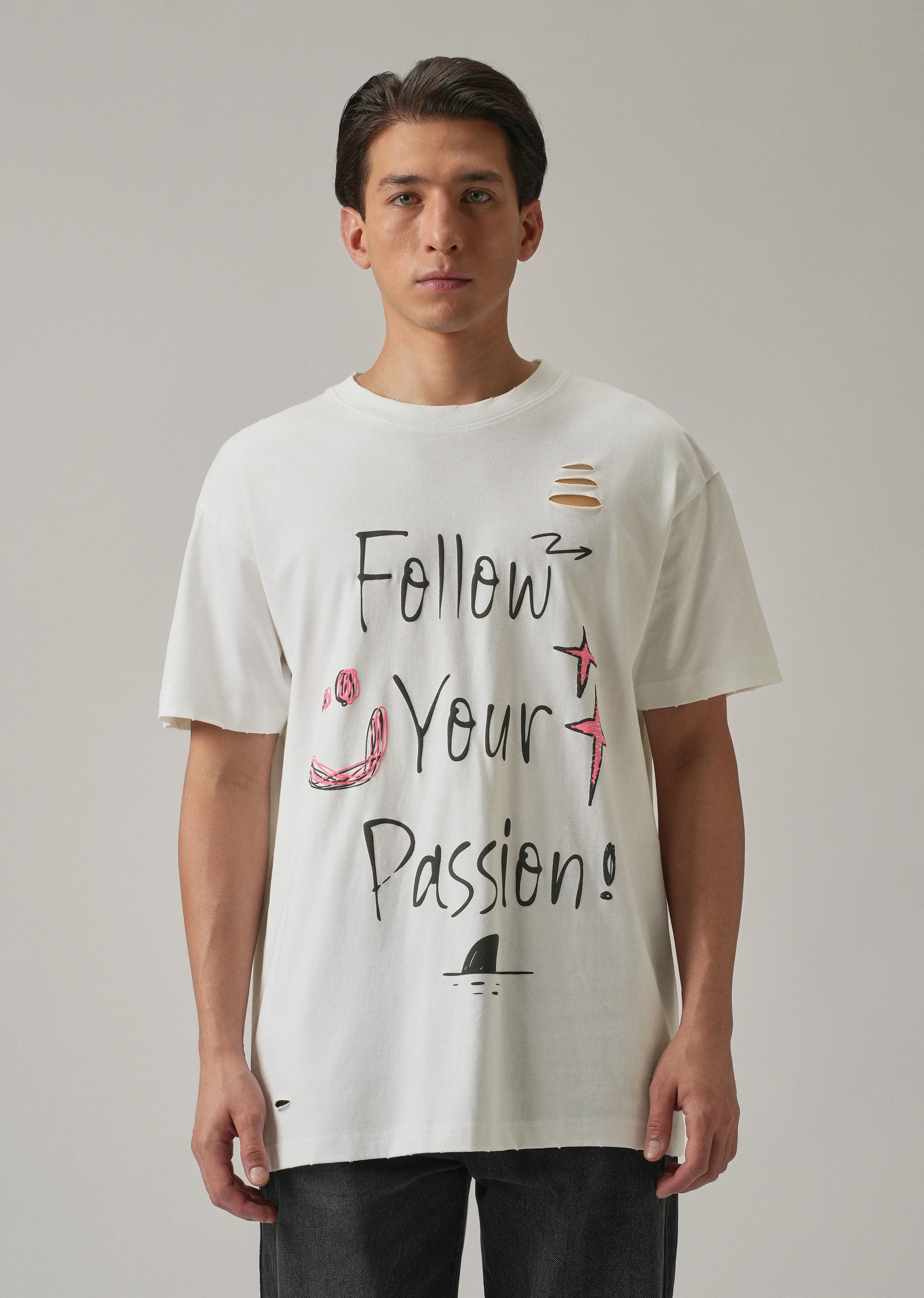 Pearl White Back Printed Oversized T-Shirt - Image 3