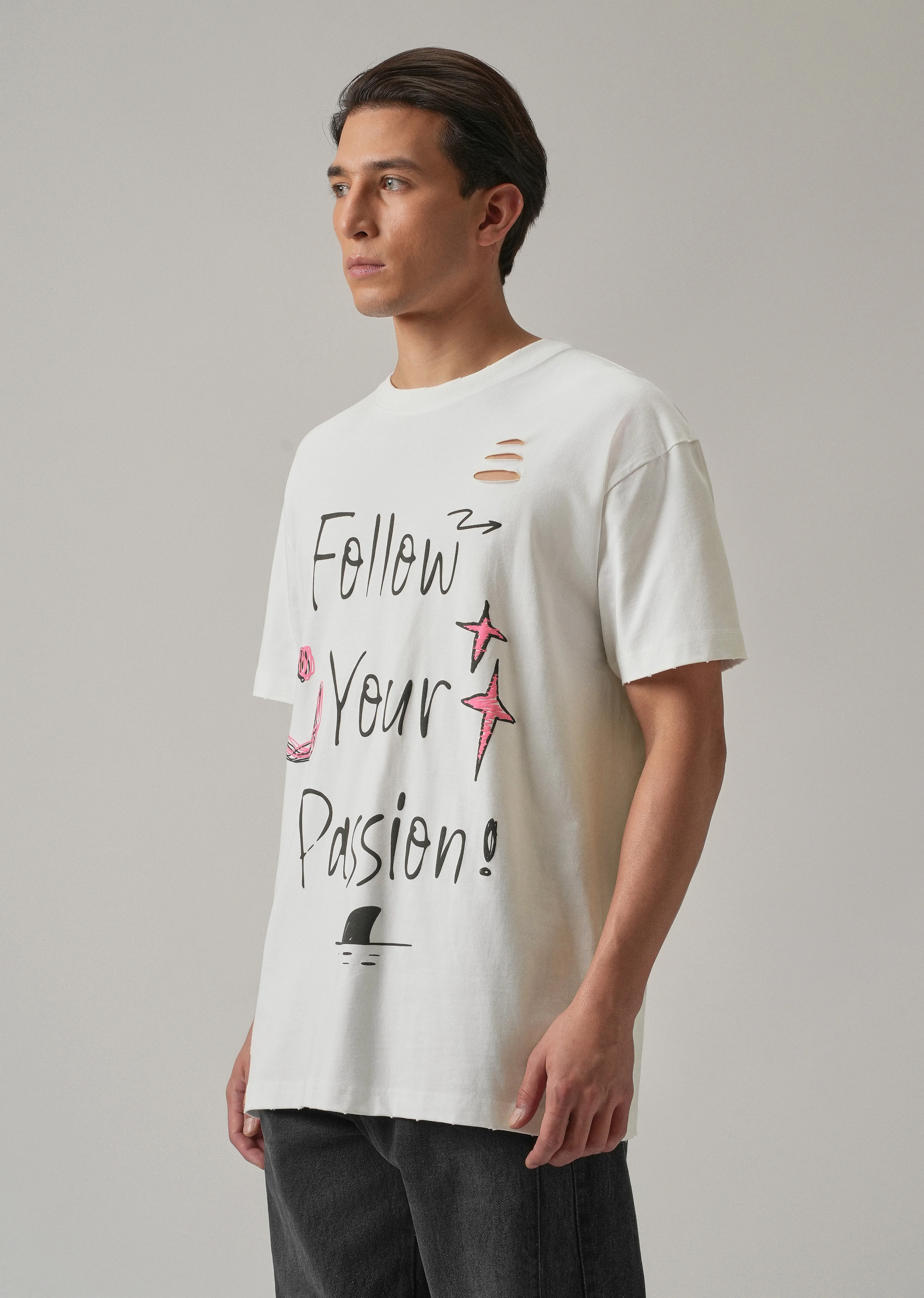 Pearl White Back Printed Oversized T-Shirt - Image 4