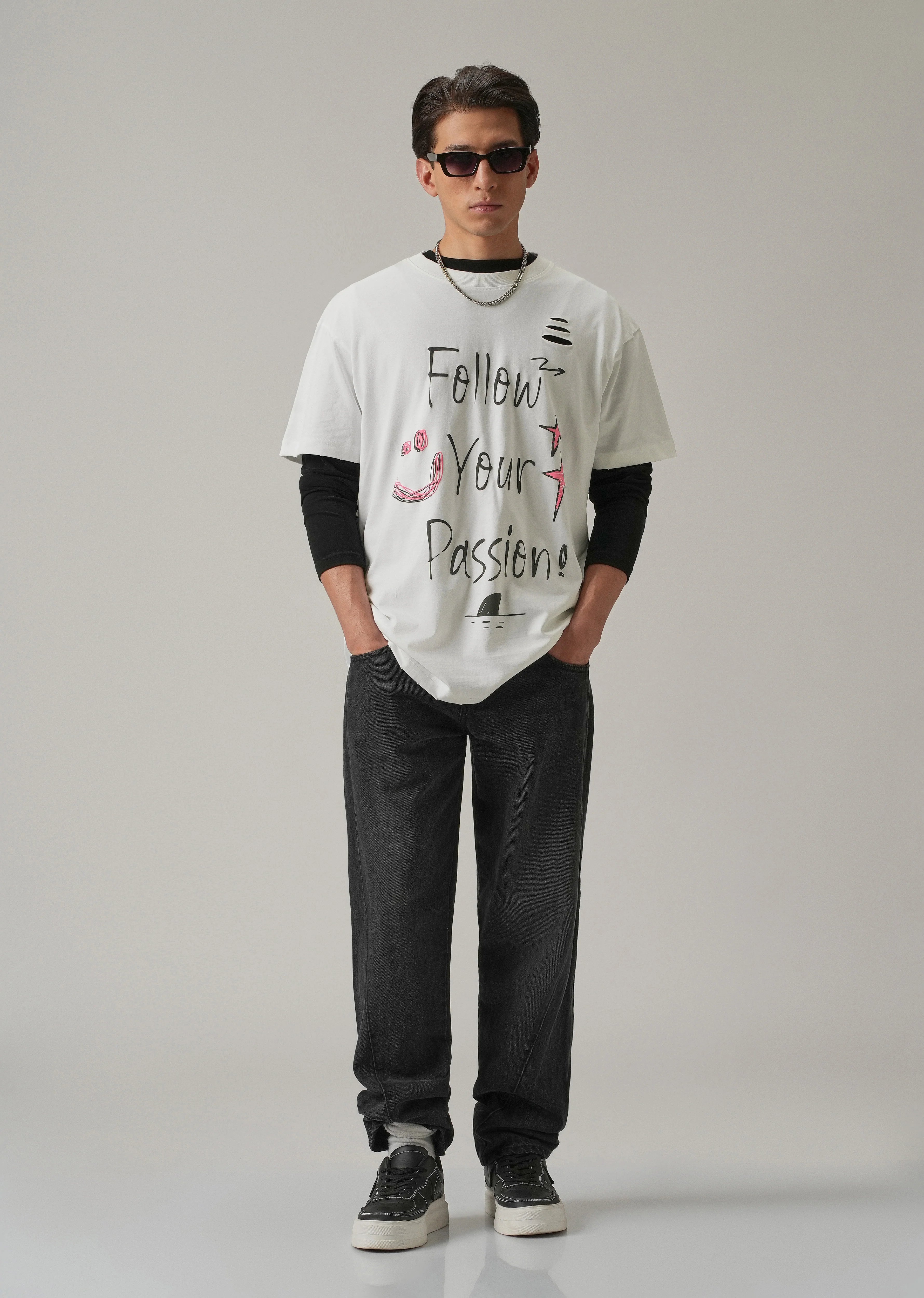 Pearl White Back Printed Oversized T-Shirt - Image 6